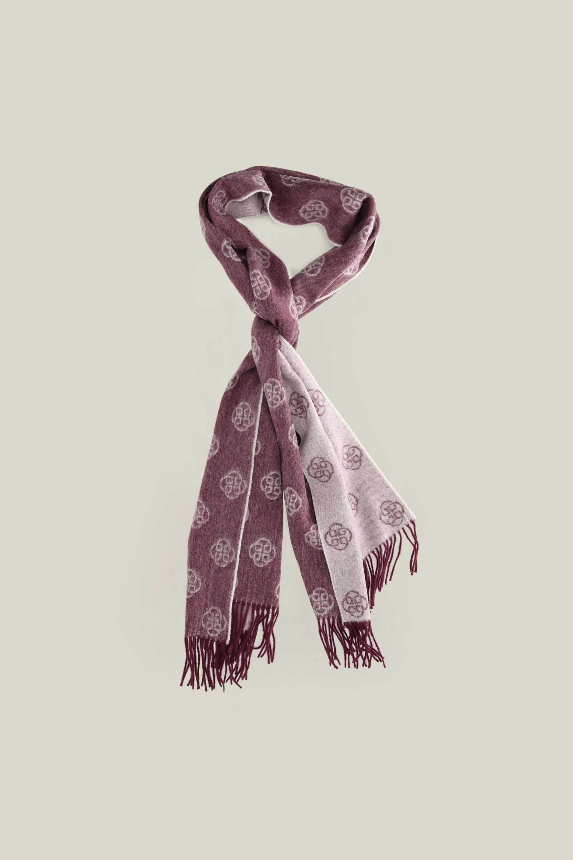 Gant γυναικείο μάλλινο κασκόλ με all-over graphic monogram και κρόσσια - 4920295 Μπορντό