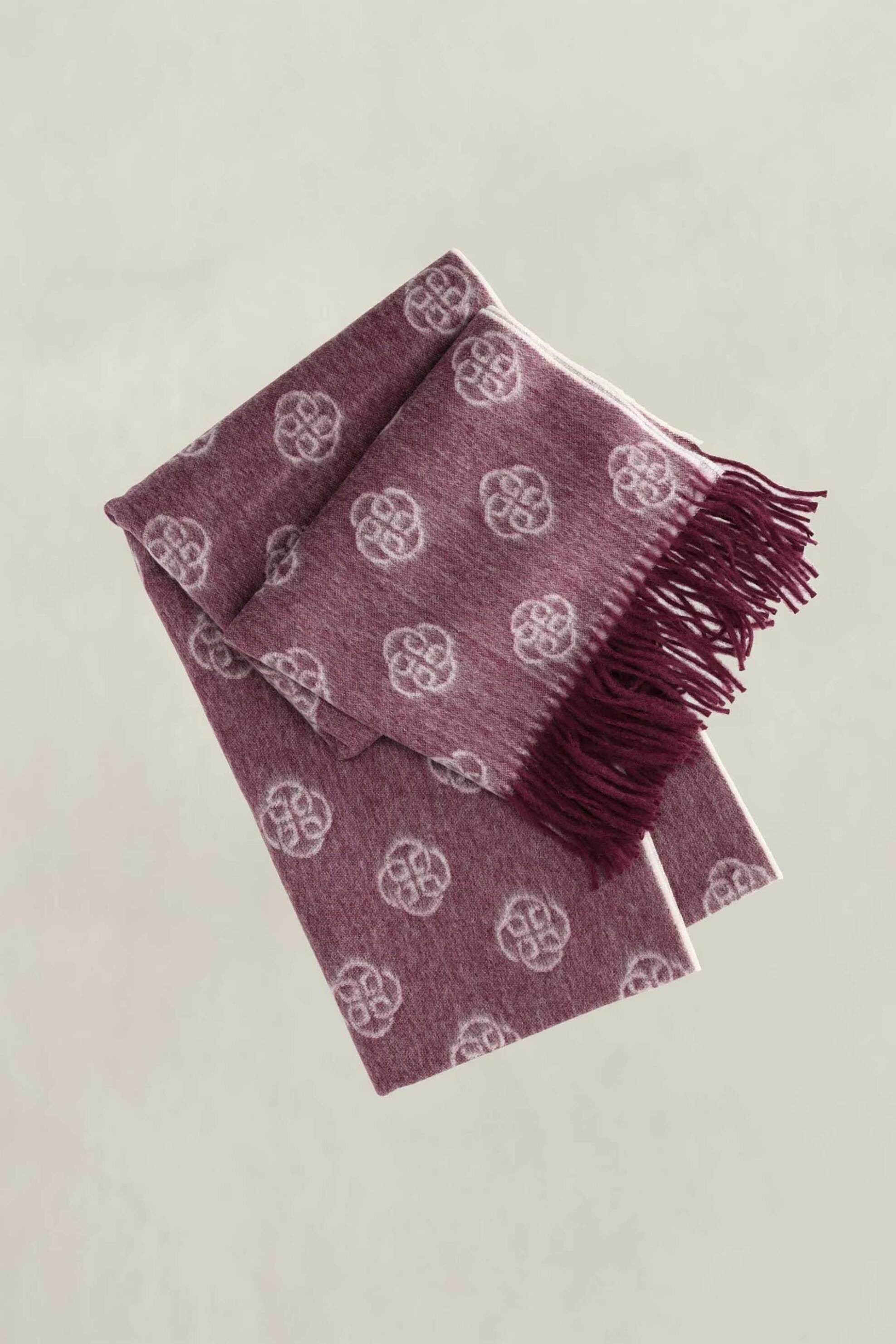 Gant γυναικείο μάλλινο κασκόλ με all-over graphic monogram και κρόσσια - 4920295 Μπορντό