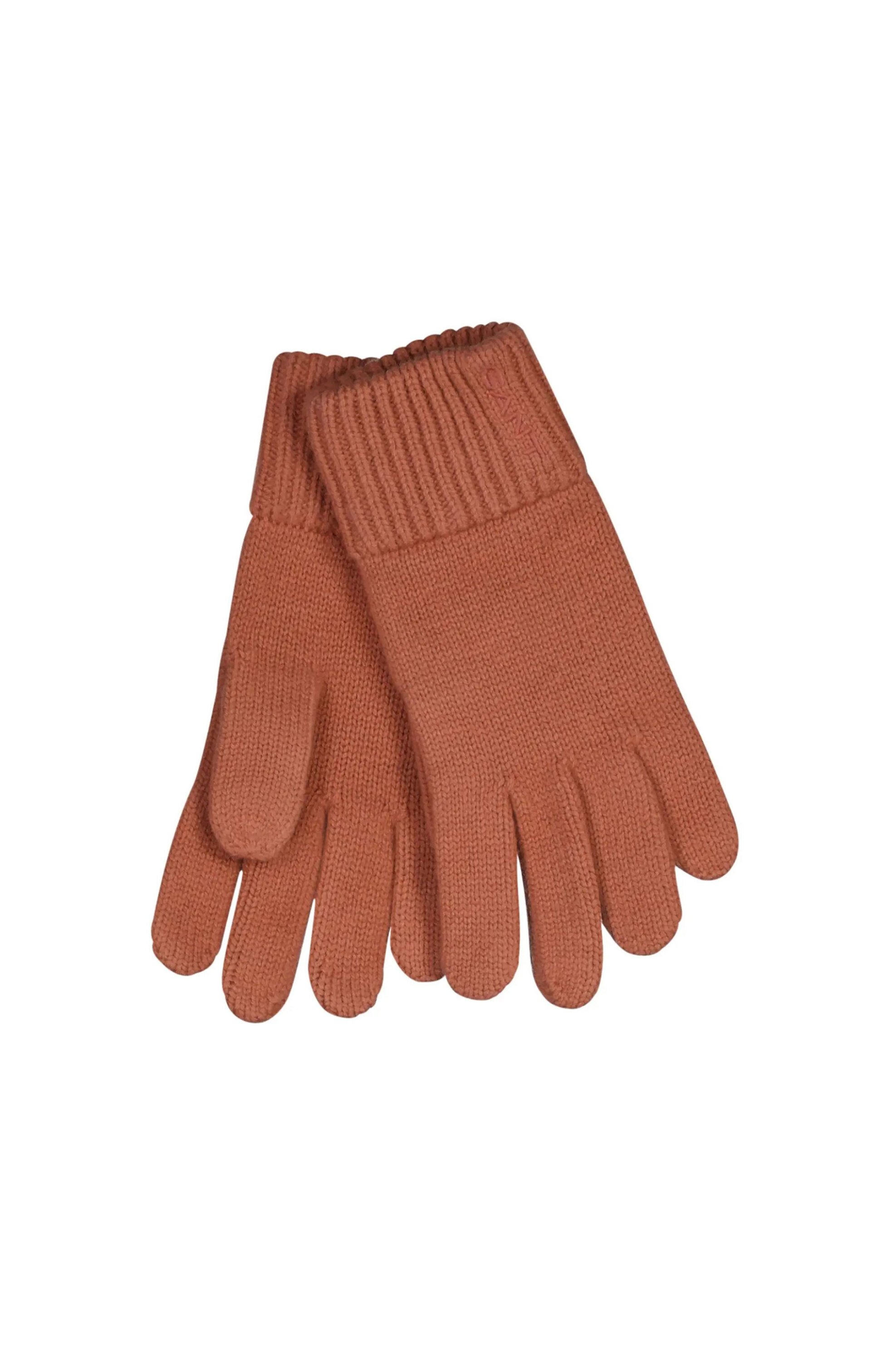 GANT Gant γυναικεία μάλλινα γάντια μονόχρωμα με λογότυπο - 4930017 Κεραμιδί