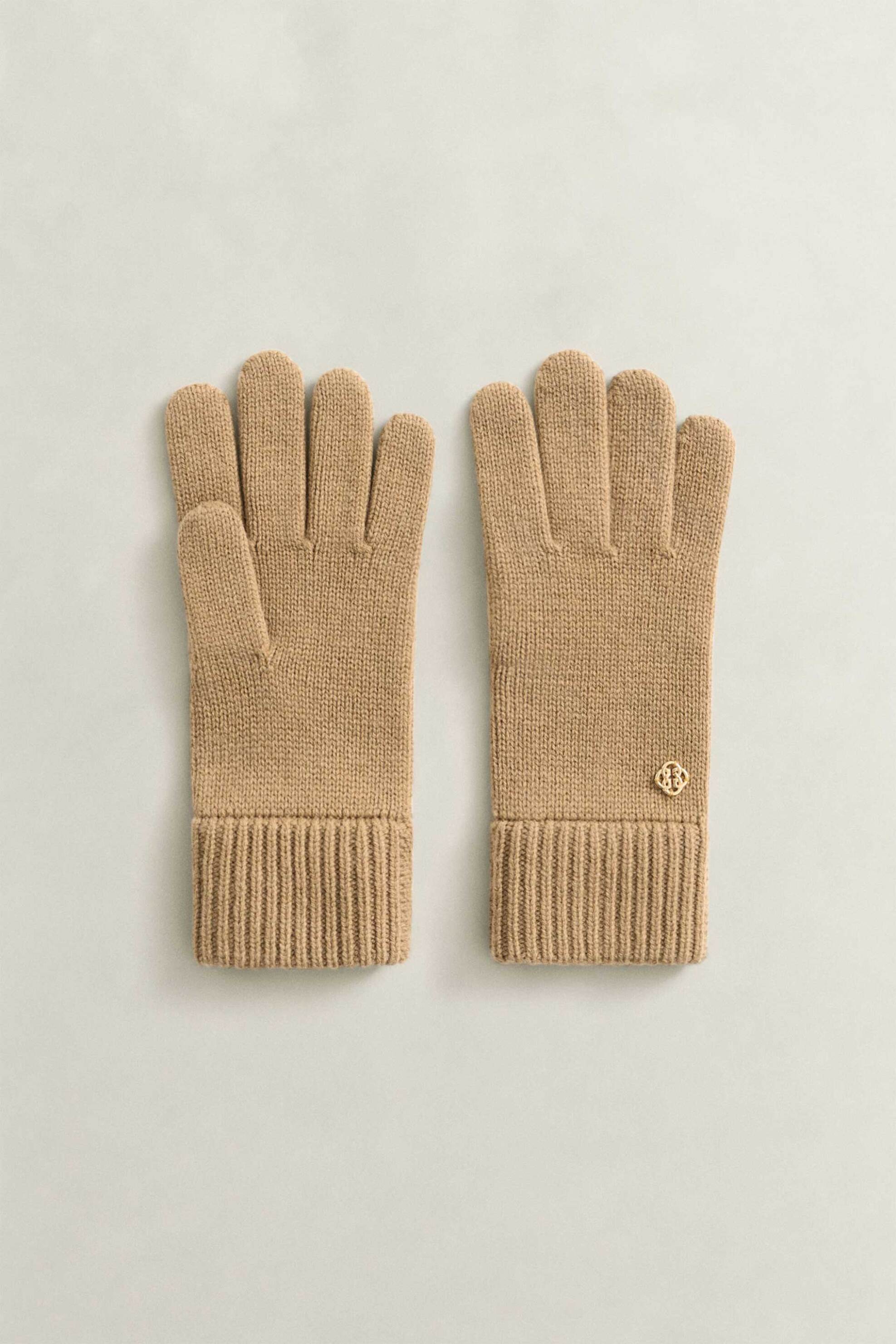 Gant γυναικεία μάλλινα γάντια με μεταλλικό monogram - 4930023 Μπεζ