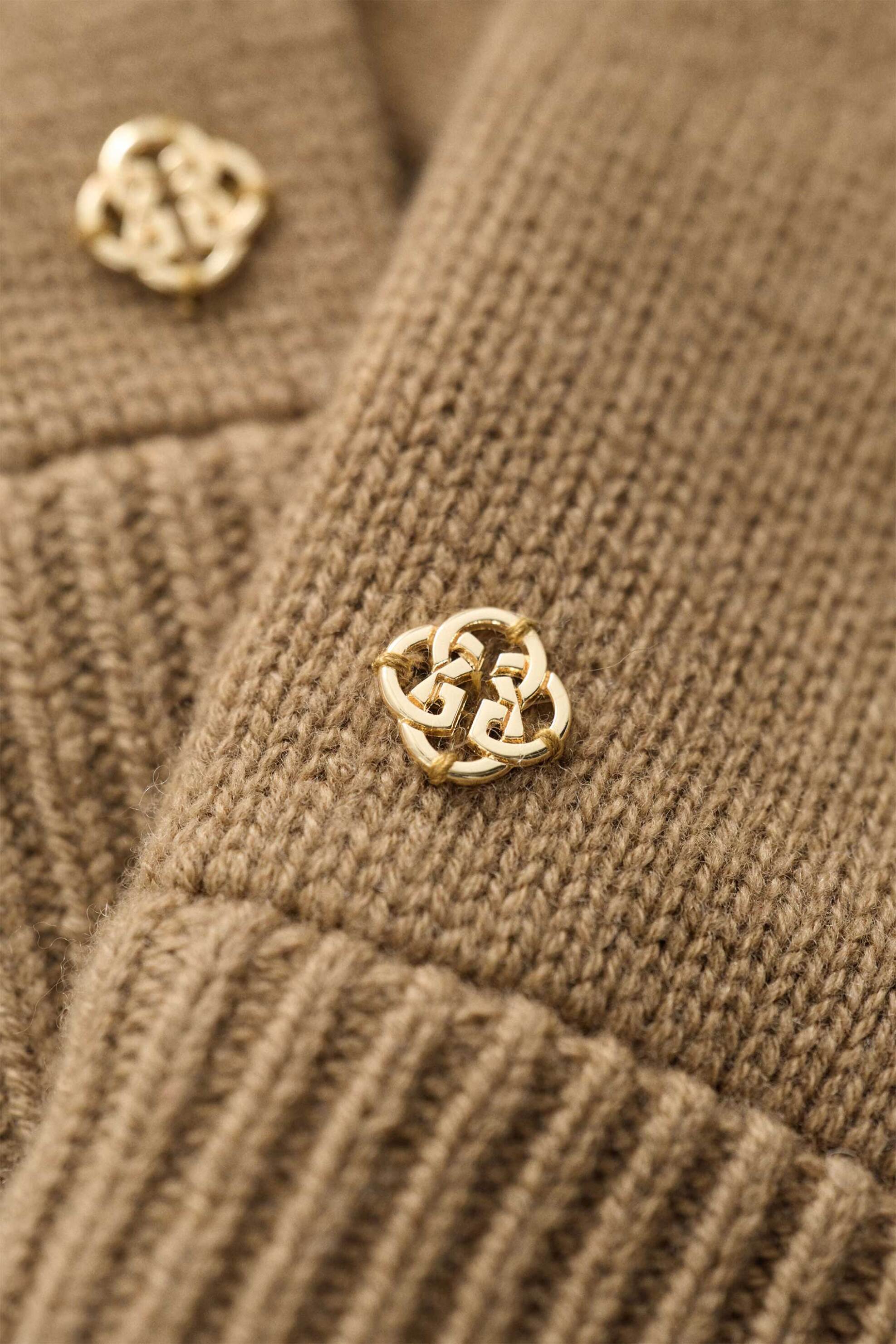 Gant Γυναικεία Μάλλινα Γάντια με Μεταλλικό Monogram - 4930023 Μπεζ