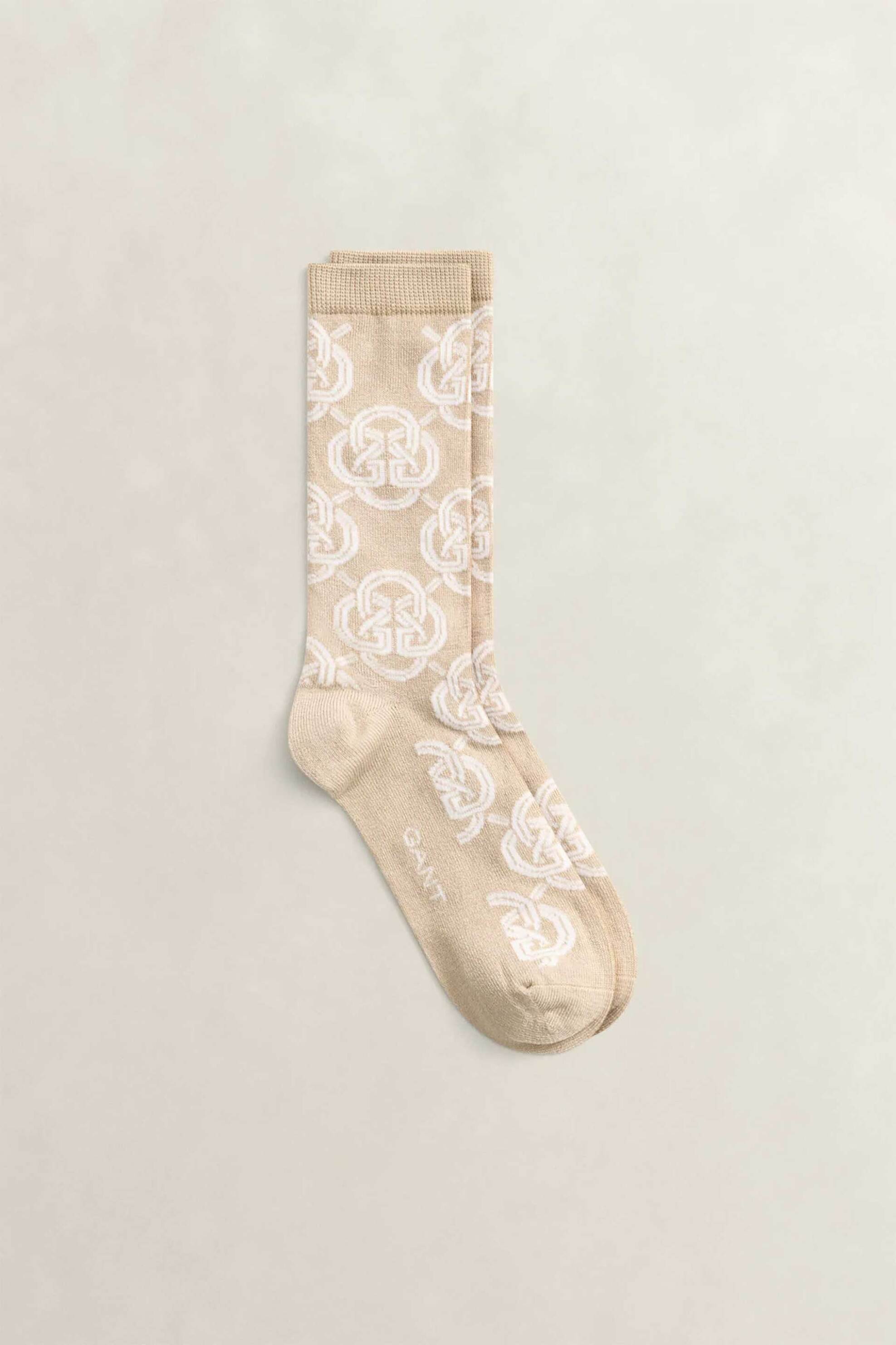 Gant γυναικείες μακριές κάλτσες με all-over graphic monogram - 4960278 Μπεζ