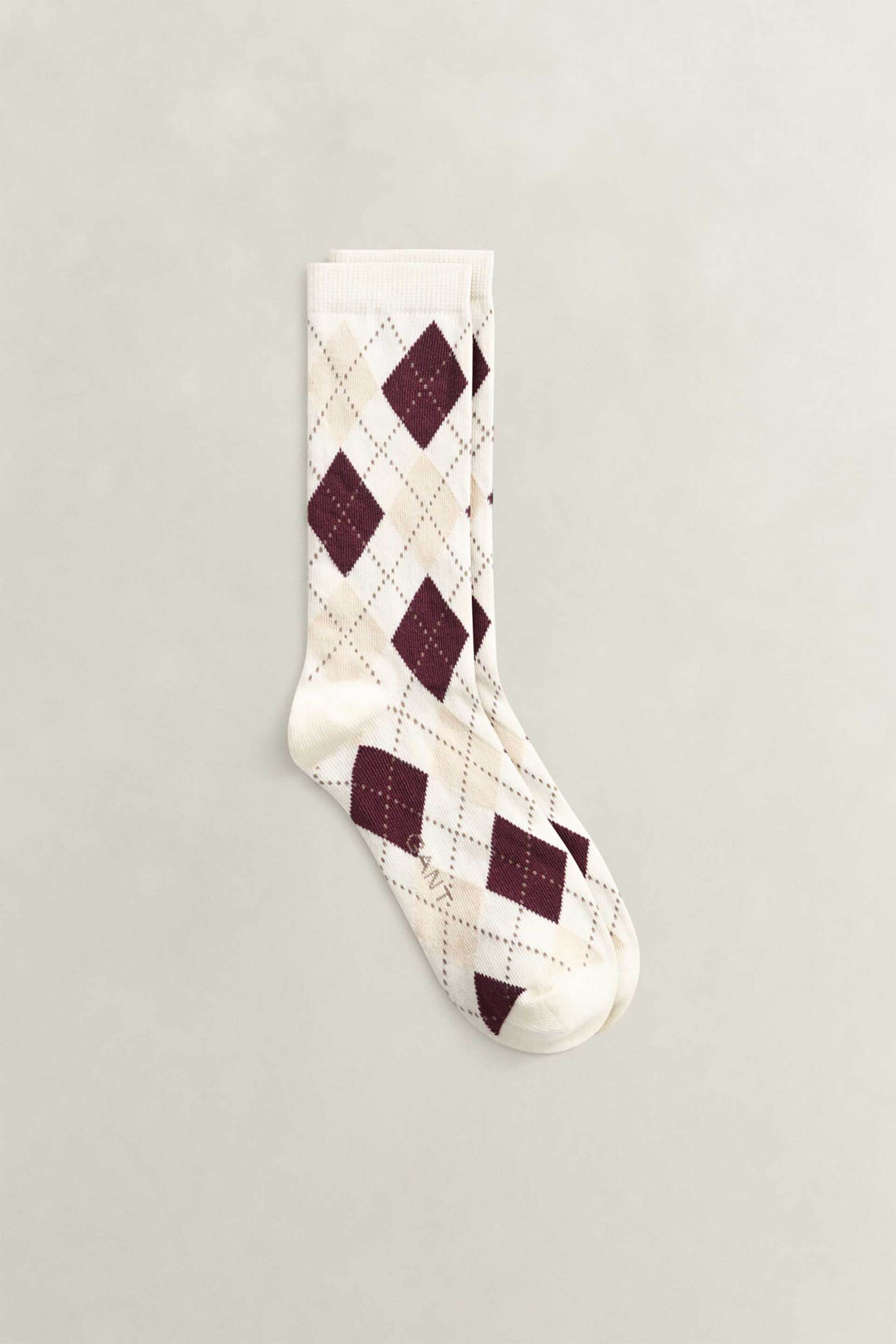 Gant γυναικείες μακριές κάλτσες με argyle pattern - 4960294 Λευκό