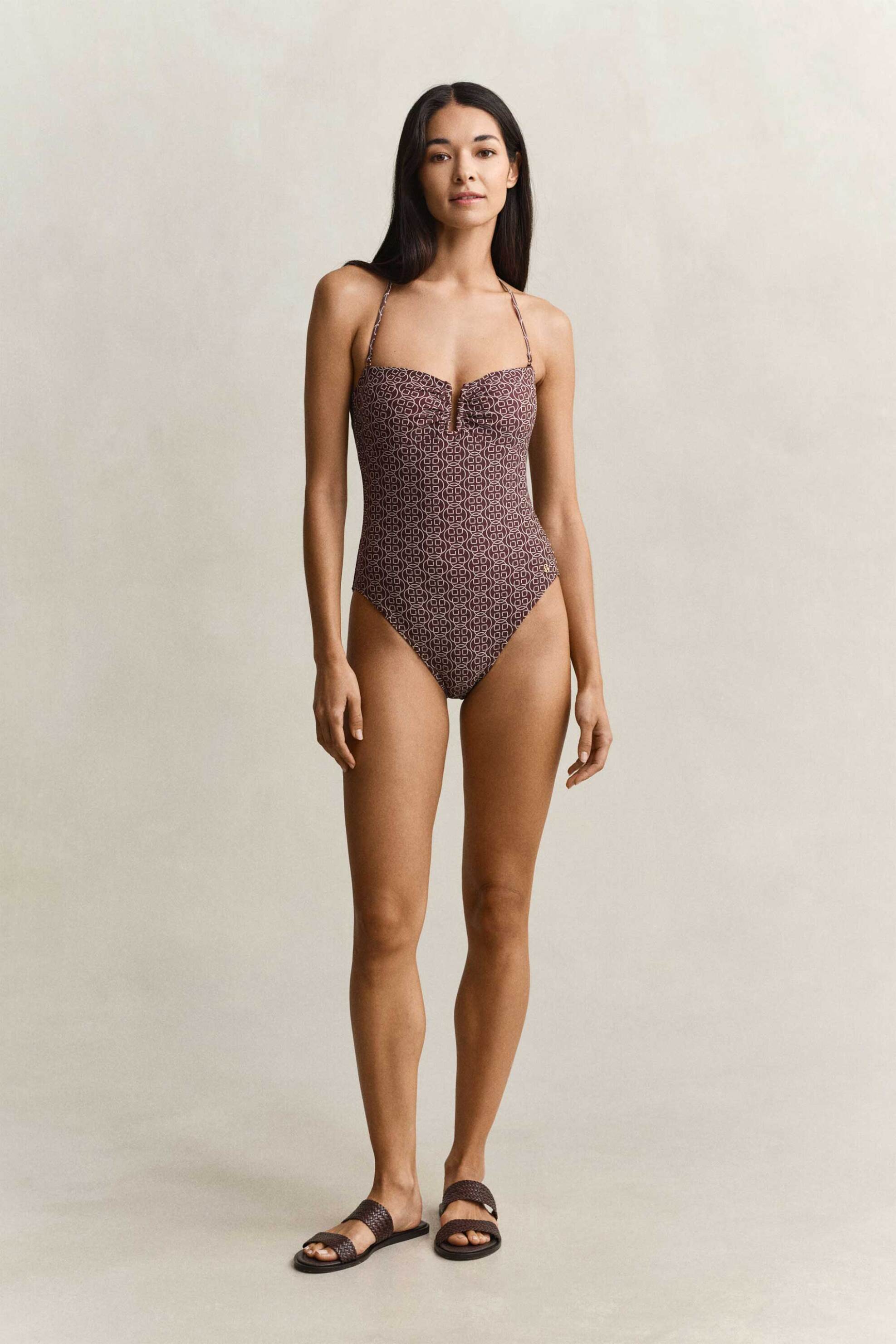 Gant γυναικείο μαγιό ολόσωμο με all-over print Slim Fit - 922614000 Καφέ φωτογραφία