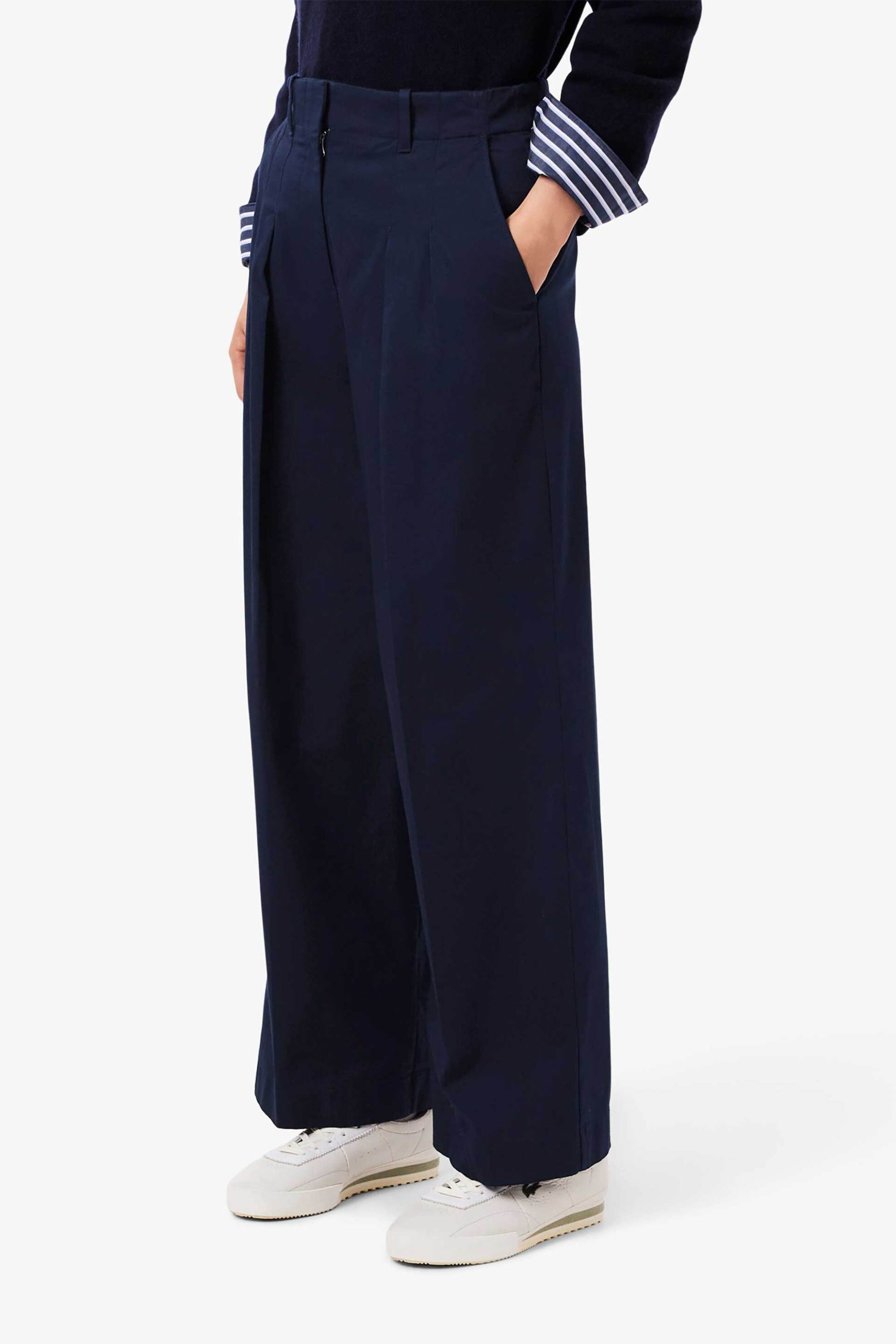 Lacoste γυναικείο chino παντελόνι stretch gabardine Loose Fit - HF0205-00 Μπλε Σκούρο φωτογραφία