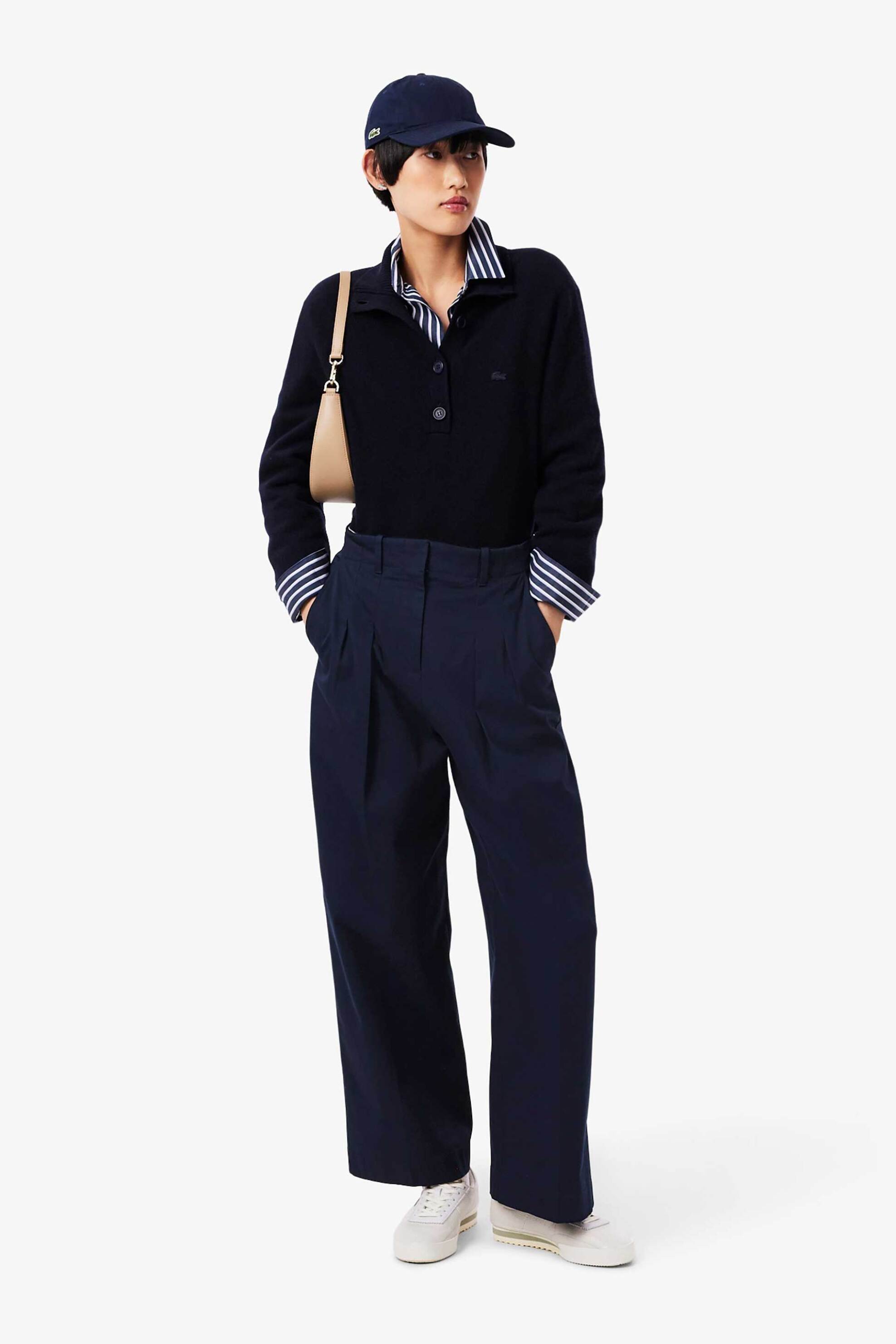 Lacoste γυναικείο chino παντελόνι stretch gabardine Loose Fit - HF0205-00 Μπλε Σκούρο φωτογραφία