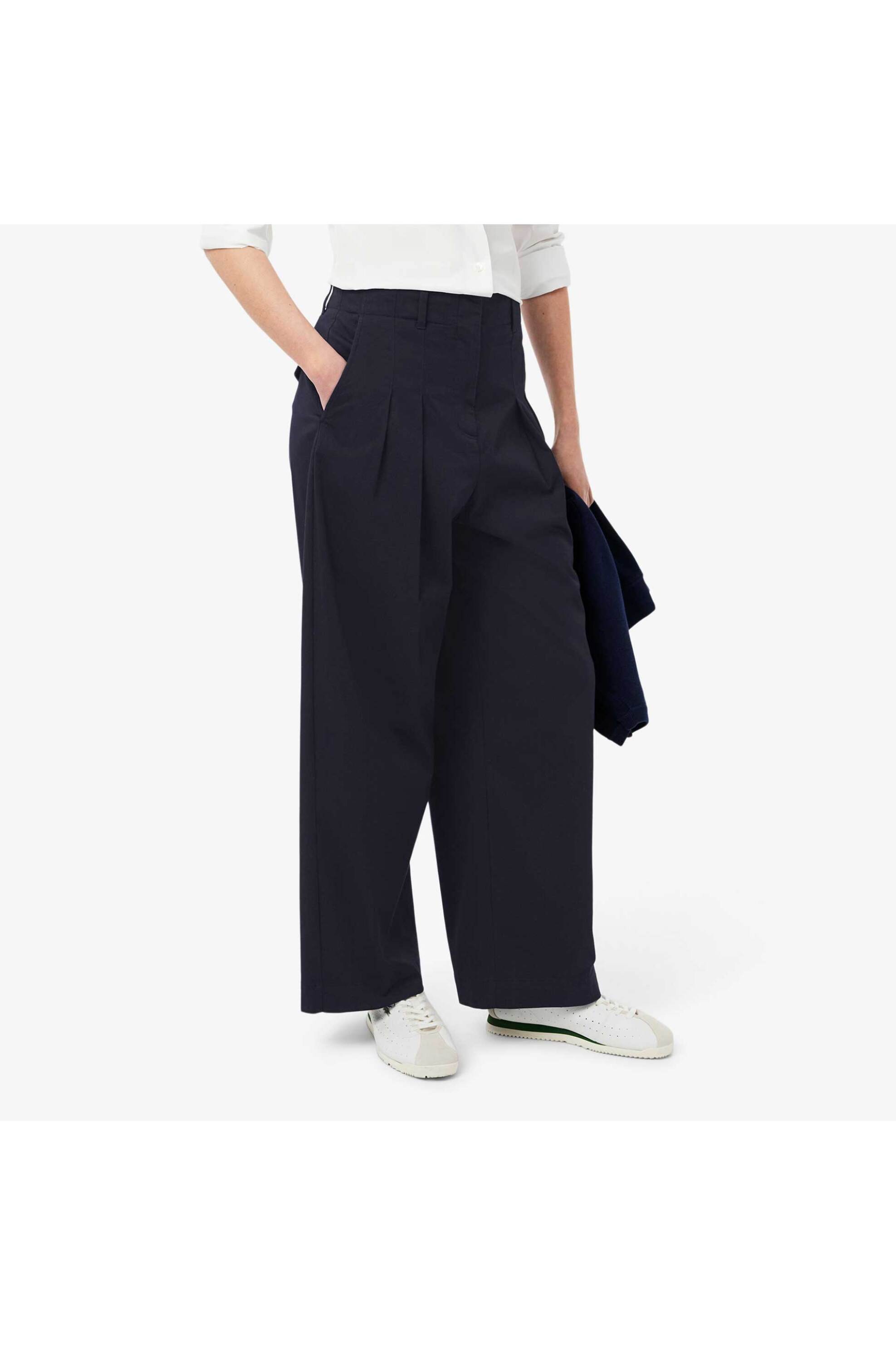 Lacoste γυναικείο chino παντελόνι stretch gabardine Loose Fit - HF0205-00 Μπλε Marine φωτογραφία