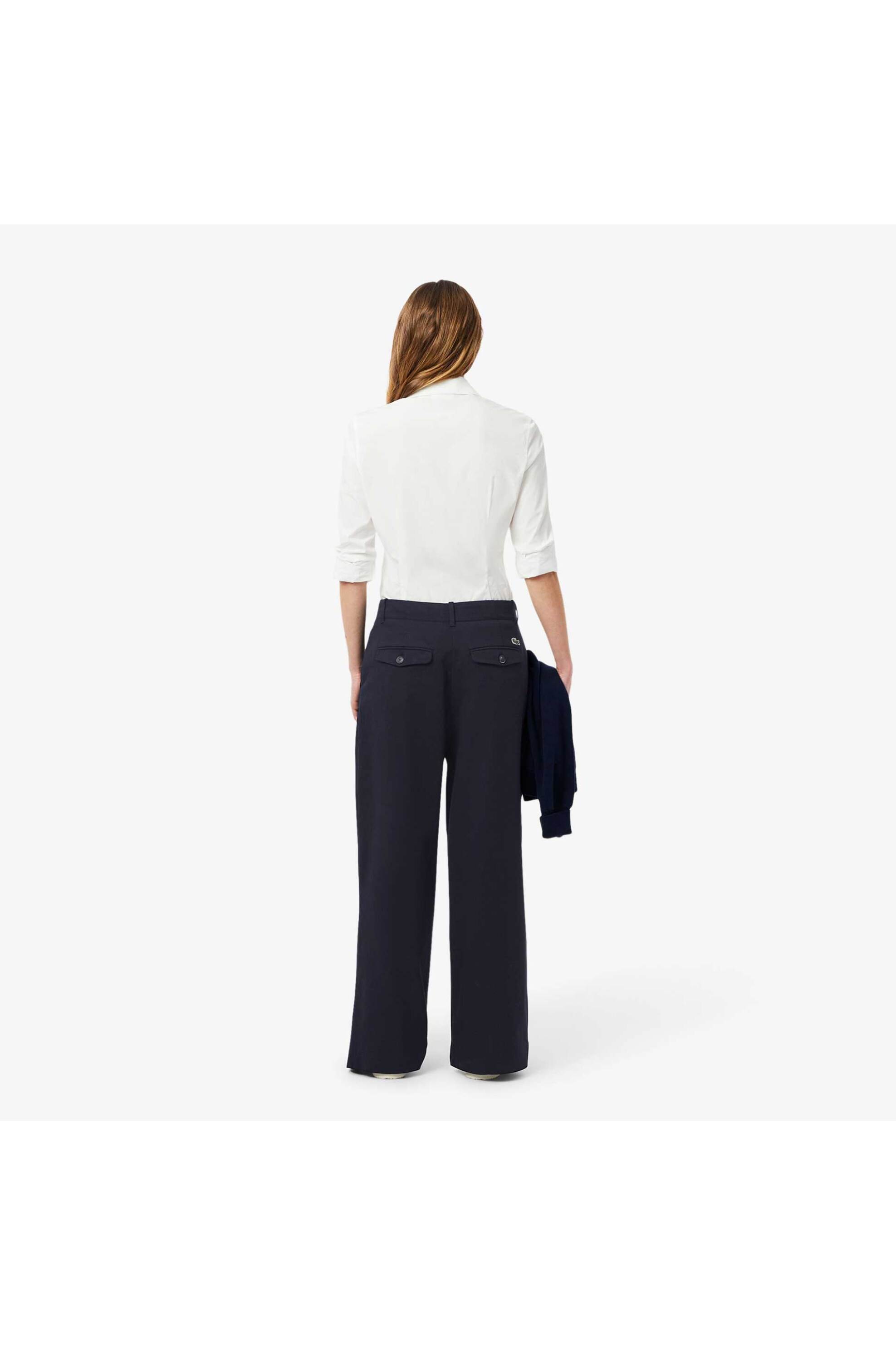 Lacoste γυναικείο chino παντελόνι stretch gabardine Loose Fit - HF0205-00 Μπλε Marine φωτογραφία