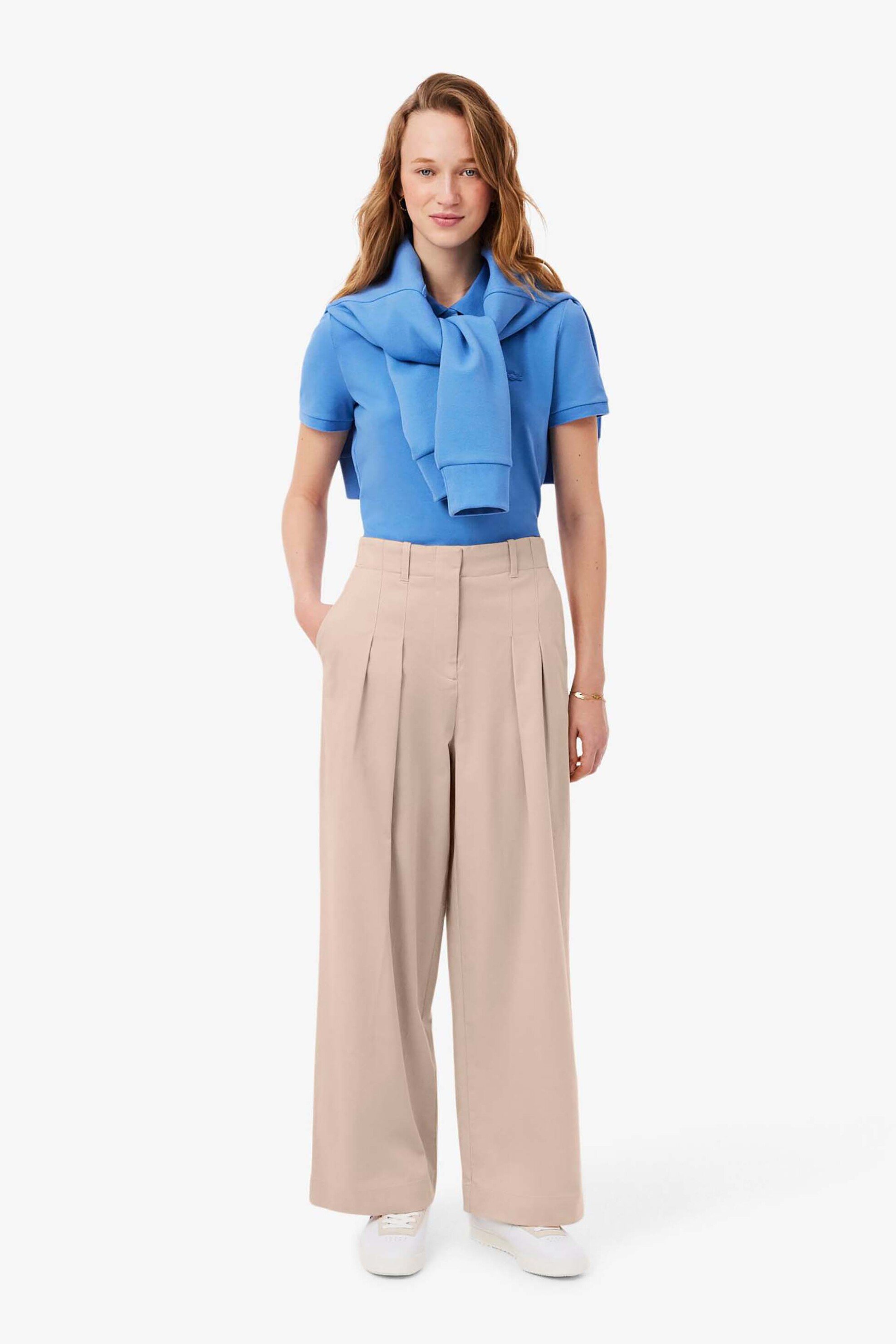 Lacoste γυναικείο παντελόνι chino stretch gabardine Loose Fit - HF0205-00 Μπεζ
