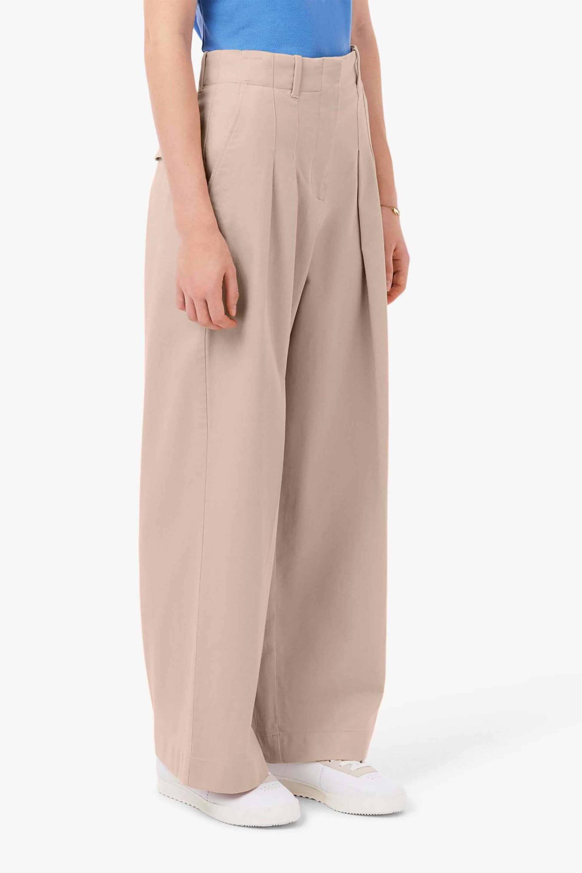 Lacoste γυναικείο παντελόνι chino stretch gabardine Loose Fit - HF0205-00 Μπεζ