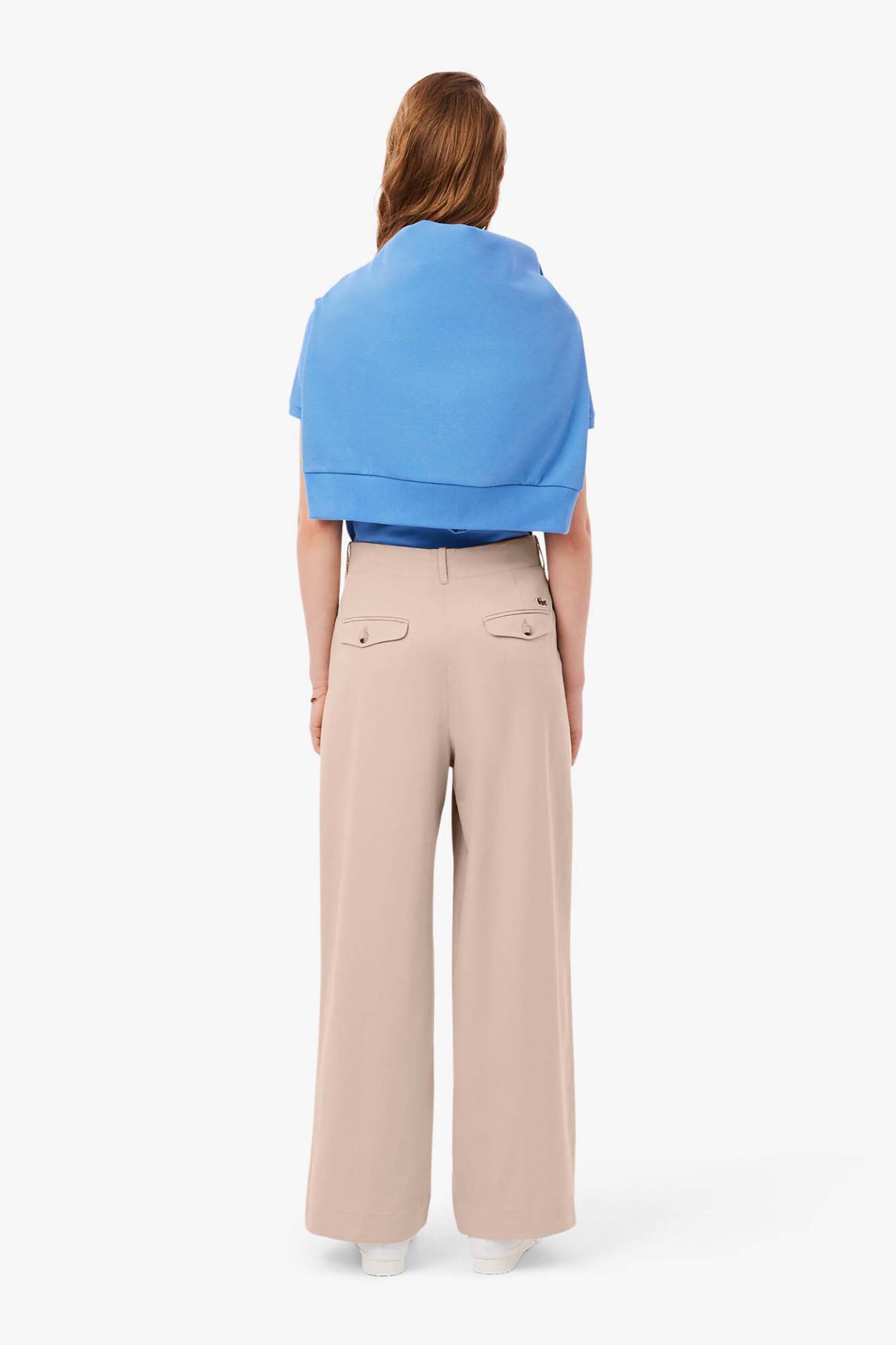 Lacoste Γυναικείο Παντελόνι Chino Stretch Gabardine Loose Fit - Hf0205-00 Μπεζ