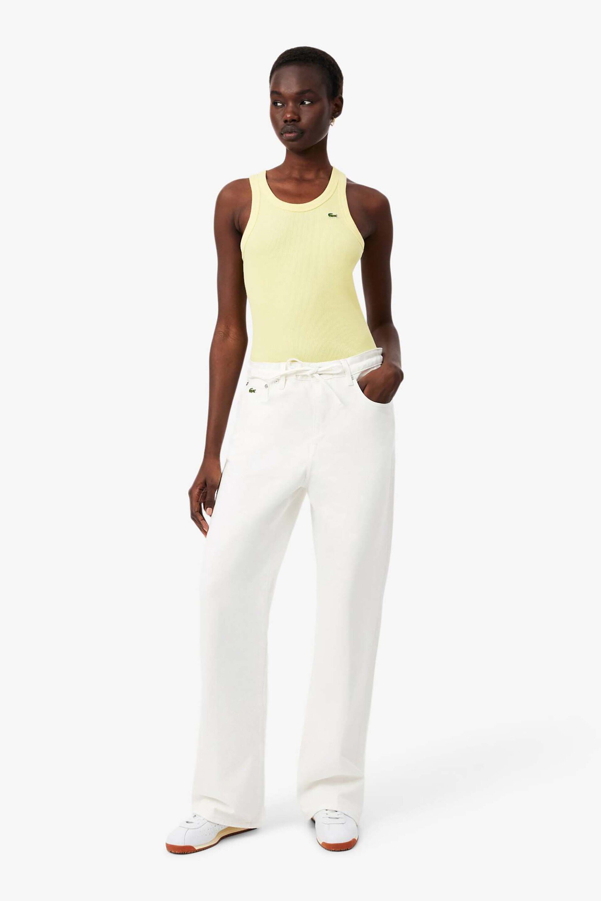 Lacoste γυναικείο τζιν παντελόνι πεντάτσεπο Wide Leg - HF0206-00 Λευκό
