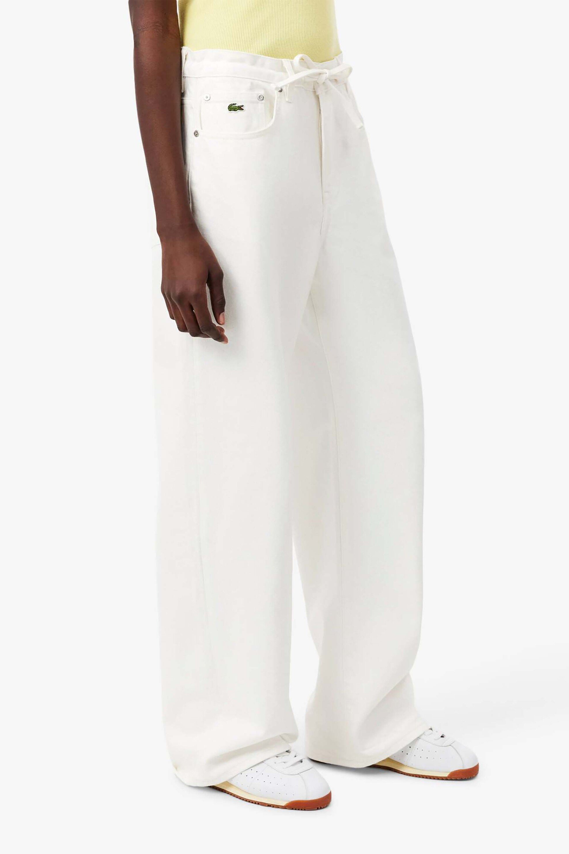 Lacoste γυναικείο τζιν παντελόνι πεντάτσεπο Wide Leg - HF0206-00 Λευκό