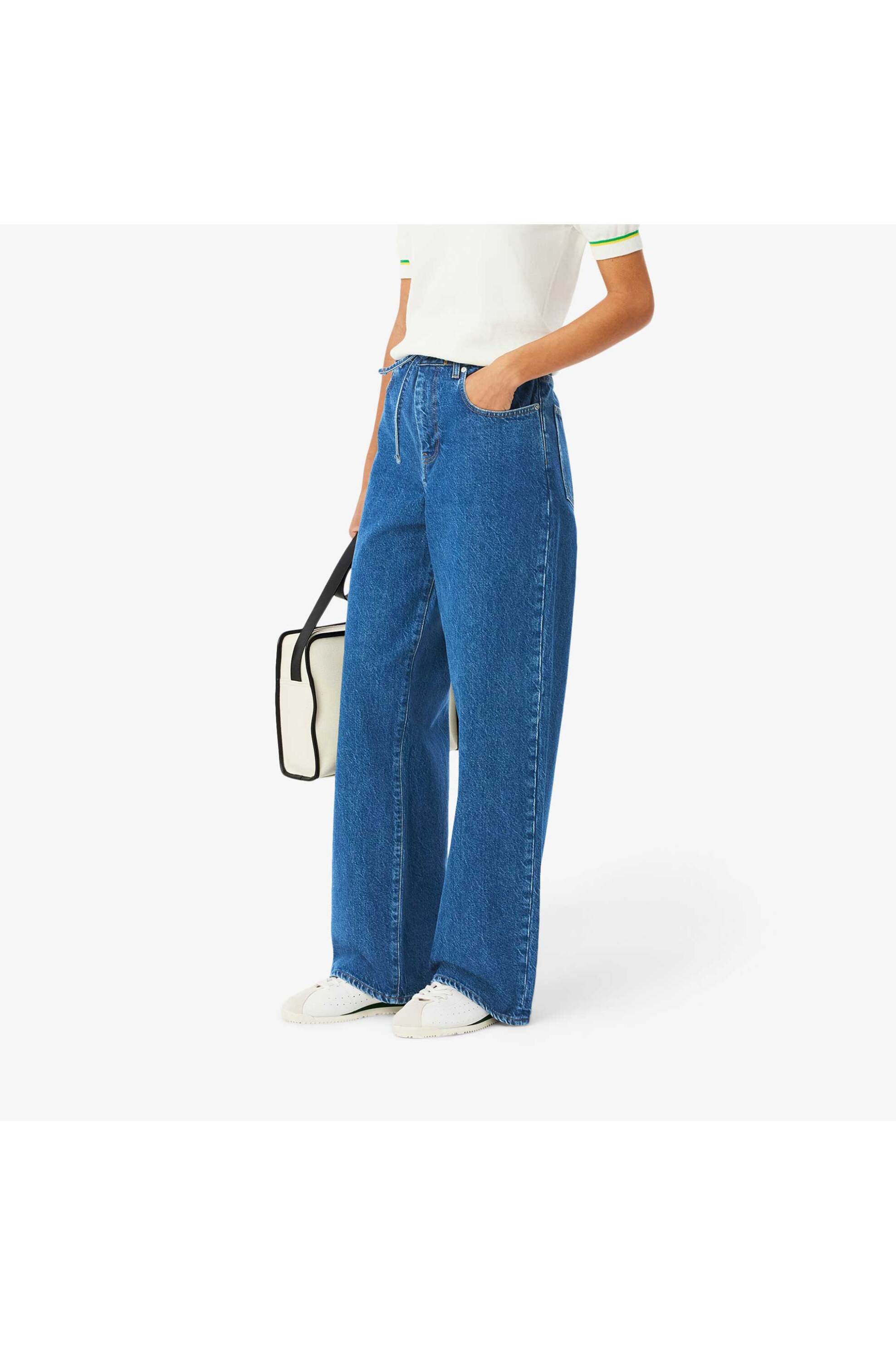 Lacoste γυναικείο τζιν παντελόνι πεντάτσεπο Wide Leg - HF0206-00 Μπλε