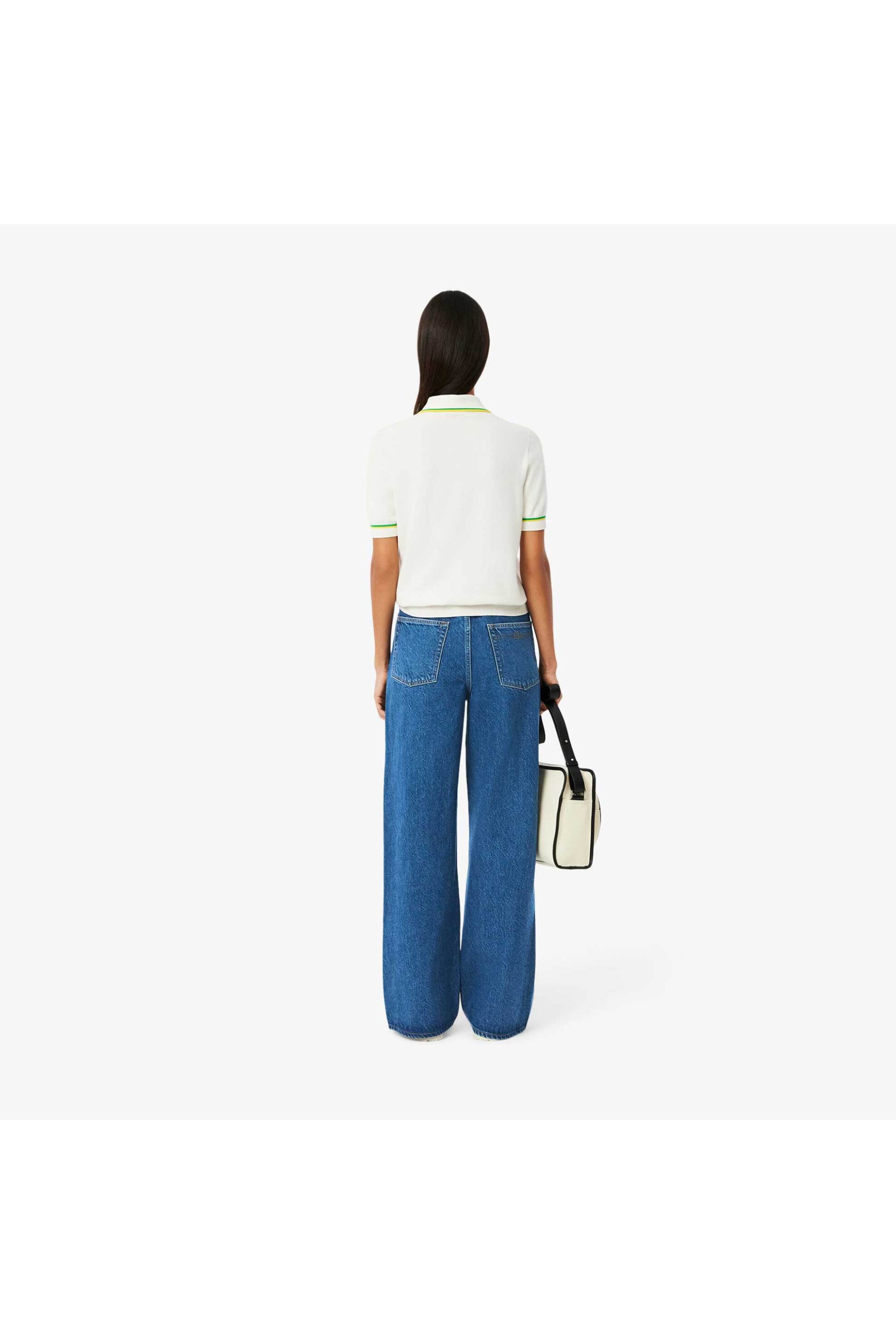 Lacoste Γυναικείο Τζιν Παντελόνι Πεντάτσεπο Wide Leg - Hf0206-00 Μπλε