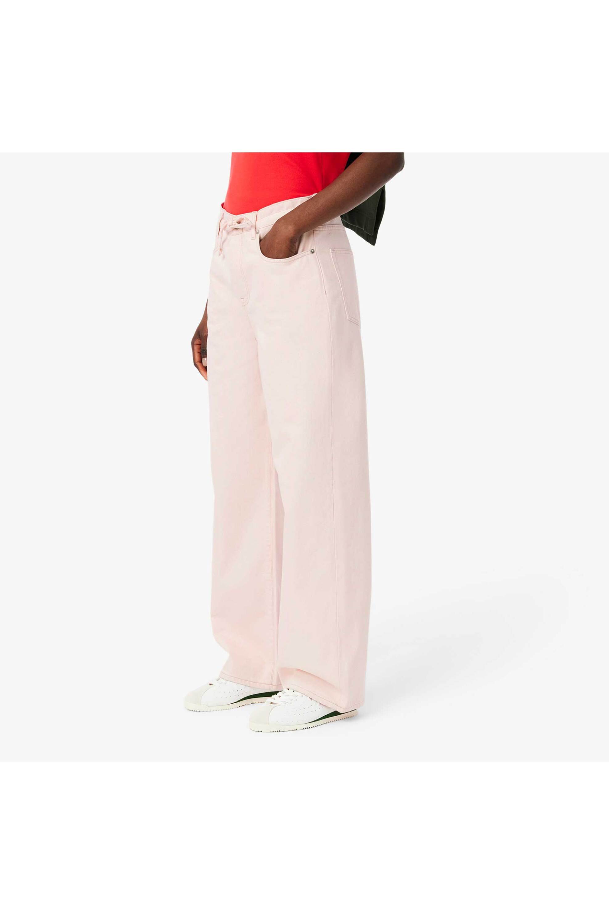 Lacoste γυναικείο τζιν παντελόνι πεντάτσεπο Wide Leg - HF0206-00 Ροζ Ανοιχτό φωτογραφία