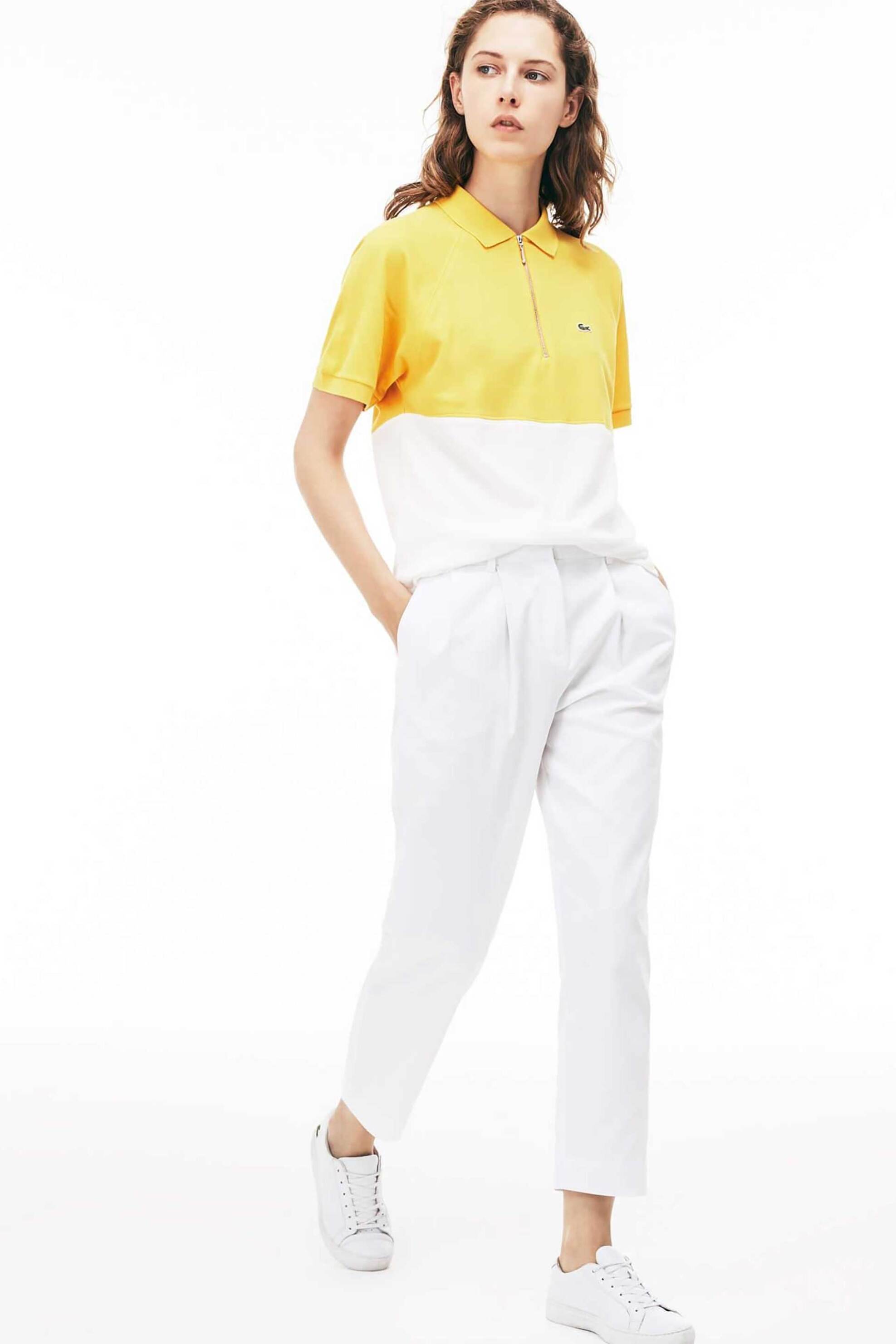 LACOSTE Lacoste γυναικείο παντελόνι με πιέτες μονόχρωμο - HF2970 Λευκό
