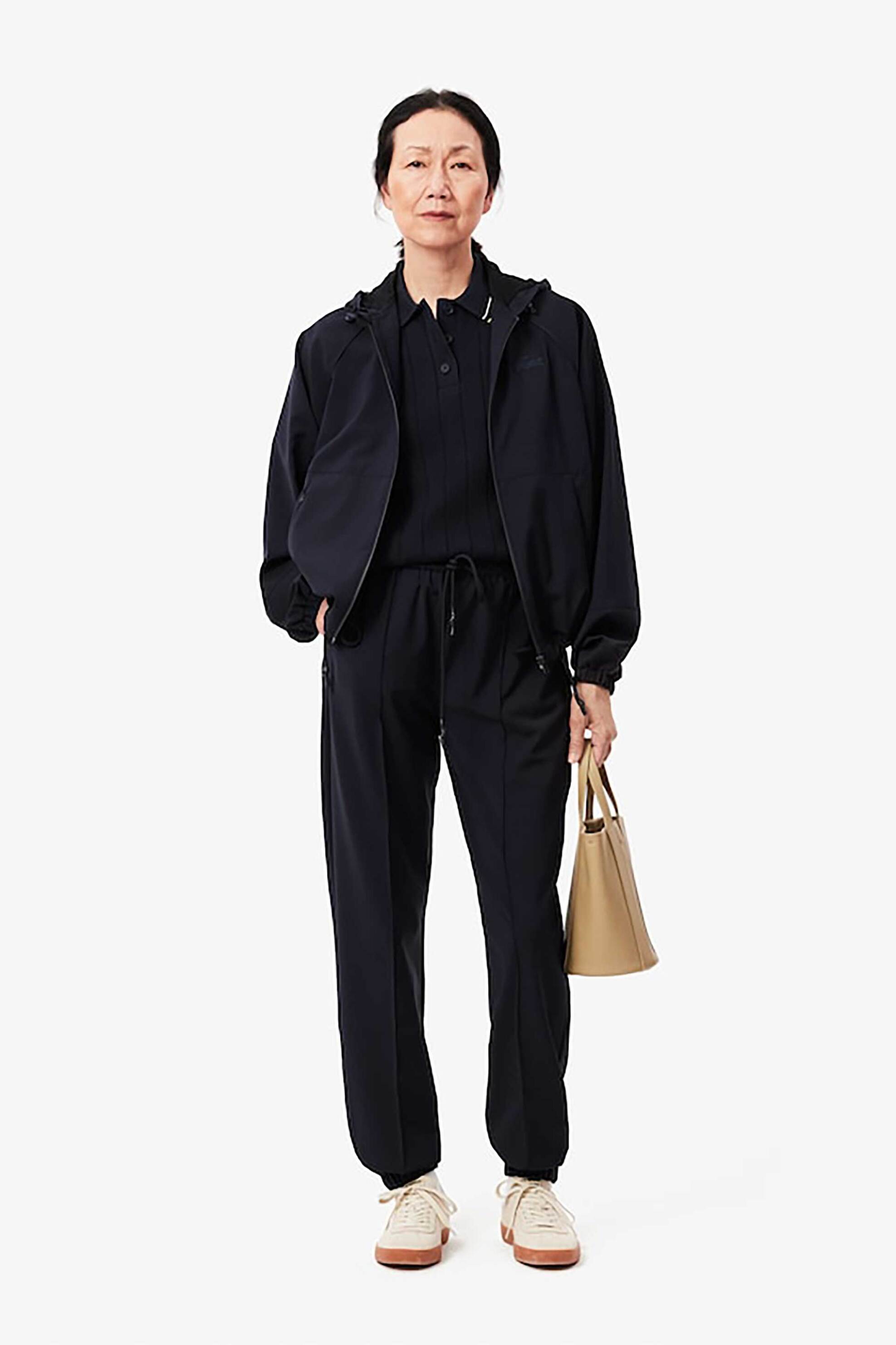 Lacoste γυναικείο casual παντελόνι με ελαστική μέση Oversized Fit - HF3281-00 Μπλε Σκούρο φωτογραφία