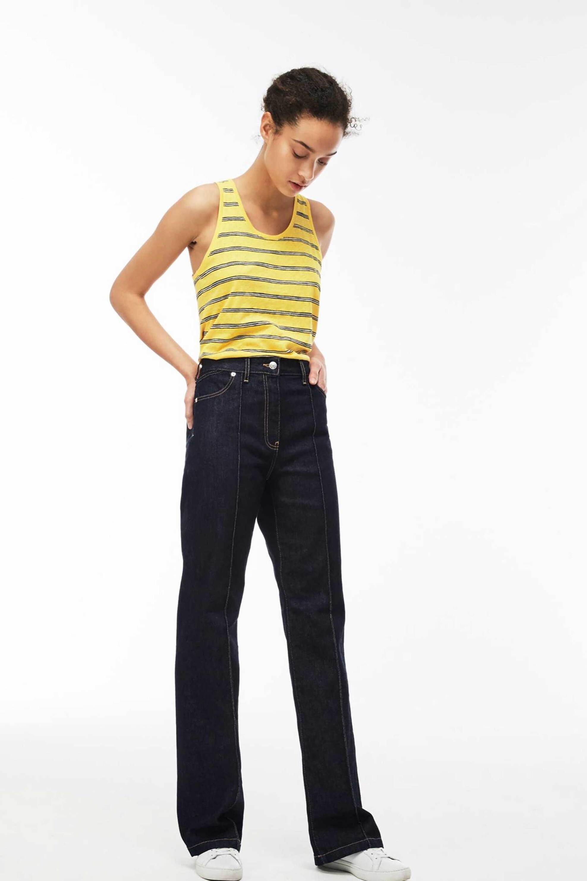 Lacoste Lacoste γυναικείο παντελόνι τζιν ψηλόμεσο Boot Cut - HF3965 Μπλε Σκούρο 2025