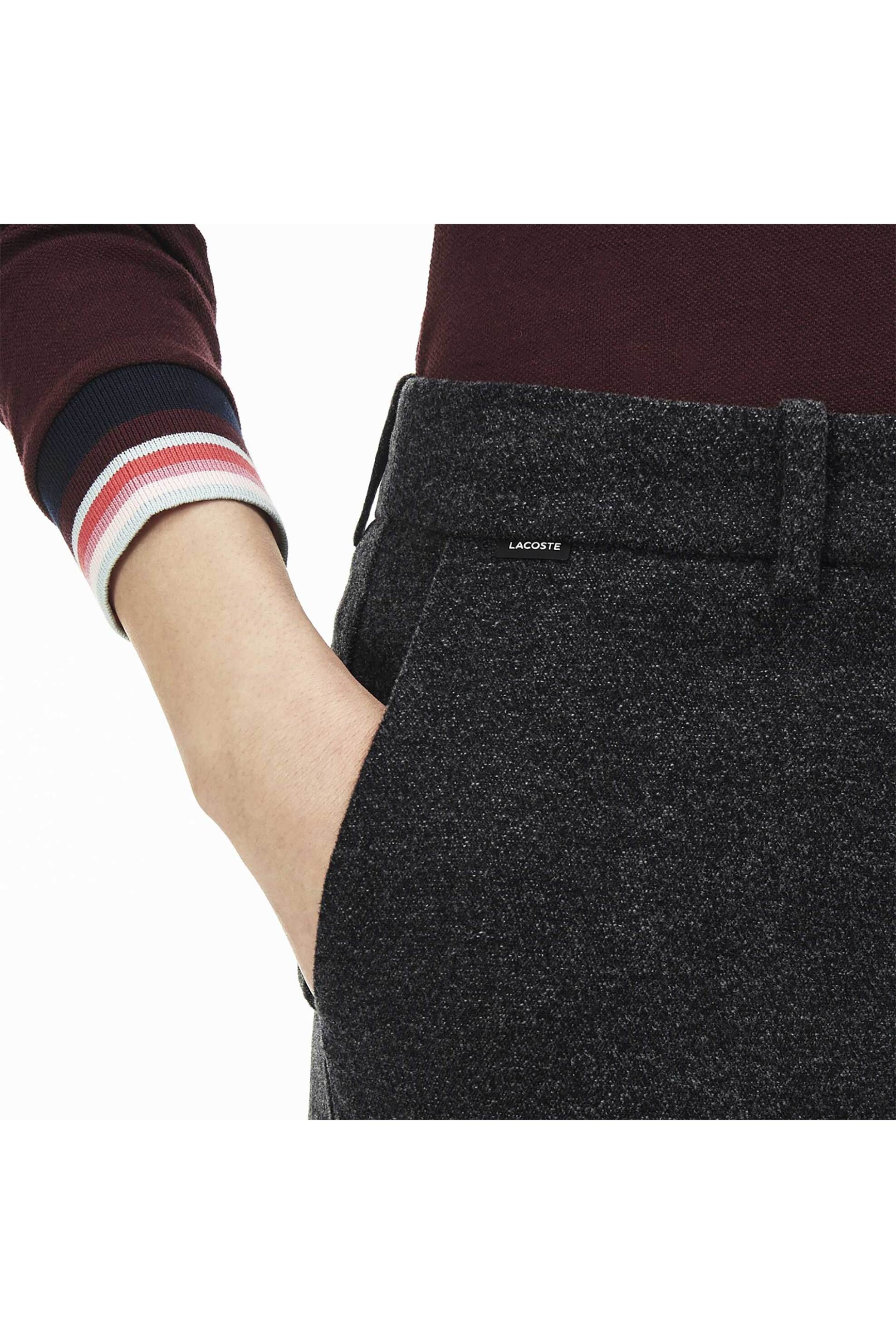 LACOSTE Lacoste γυναικείο tweed παντελόνι μονόχρωμο - HF7837 Ανθρακί - 3