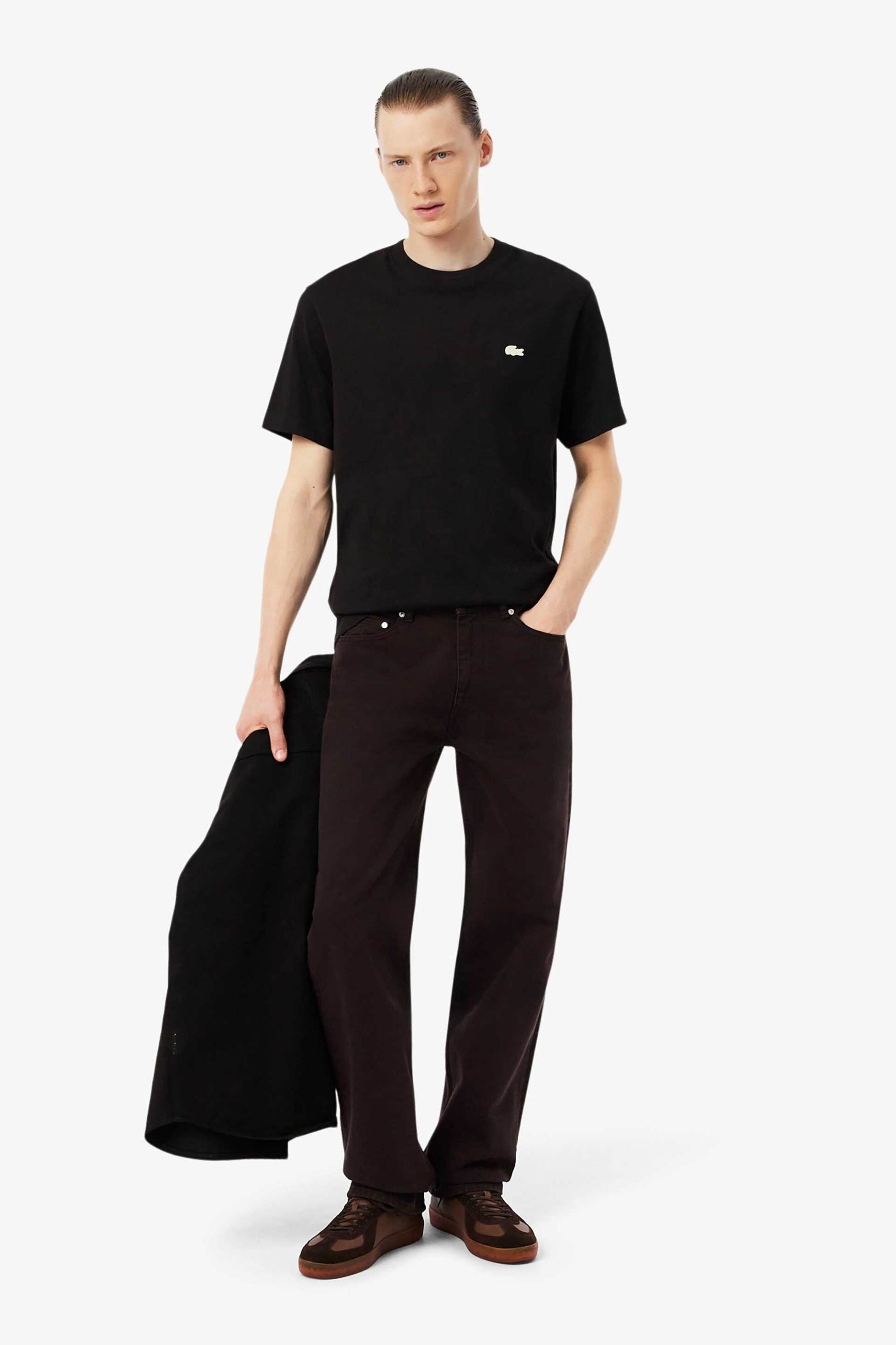 Lacoste ανδρικό τζιν παντελόνι πεντάτσεπο Straight Fit (32L) - HH0717-00 Καφέ Σκούρο