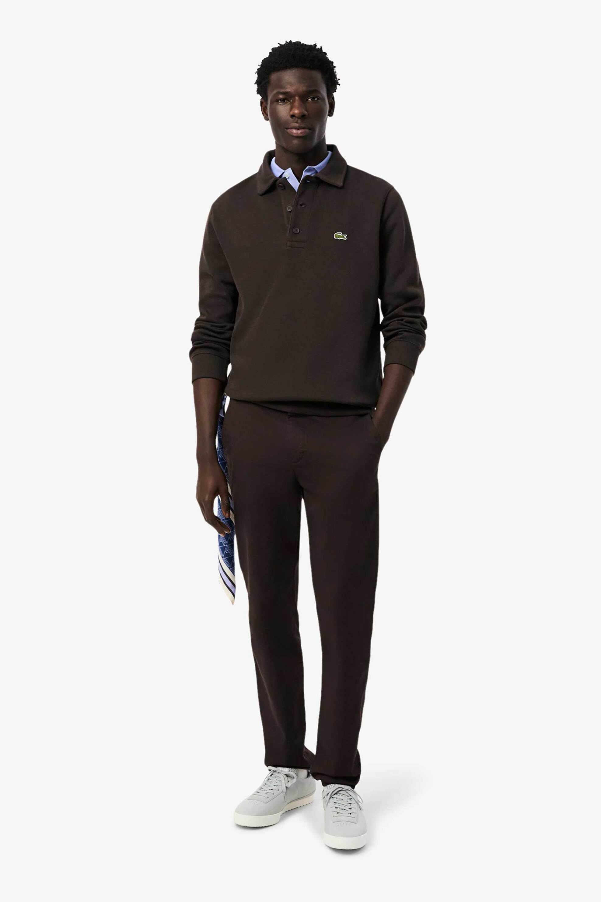 LACOSTE Lacoste ανδρικό παντελόνι chino stretch Slim Fit (34L) - HH3463-00 Καφέ Σκούρο