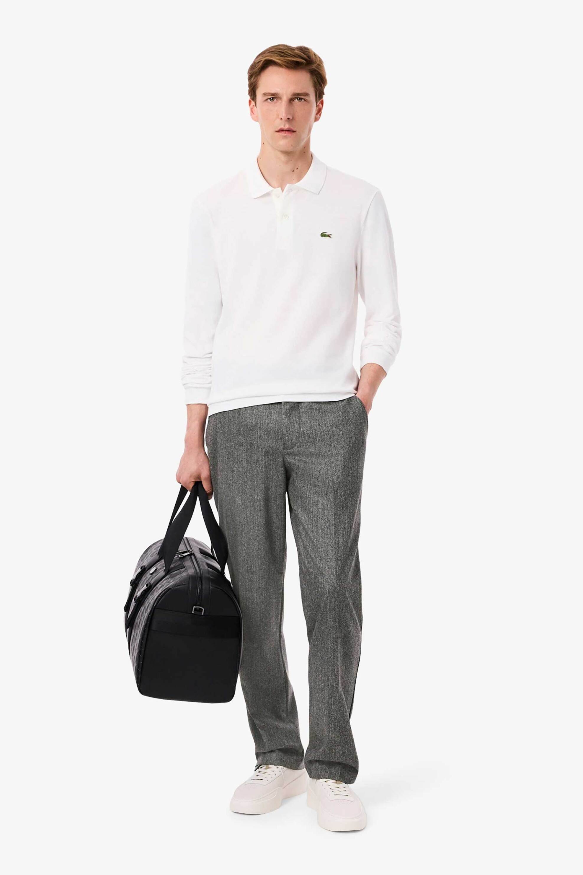 LACOSTE Lacoste ανδρικό μάλλινο παντελόνι ψαροκόκαλο Straight Fit - HH5728-00 Γκρι