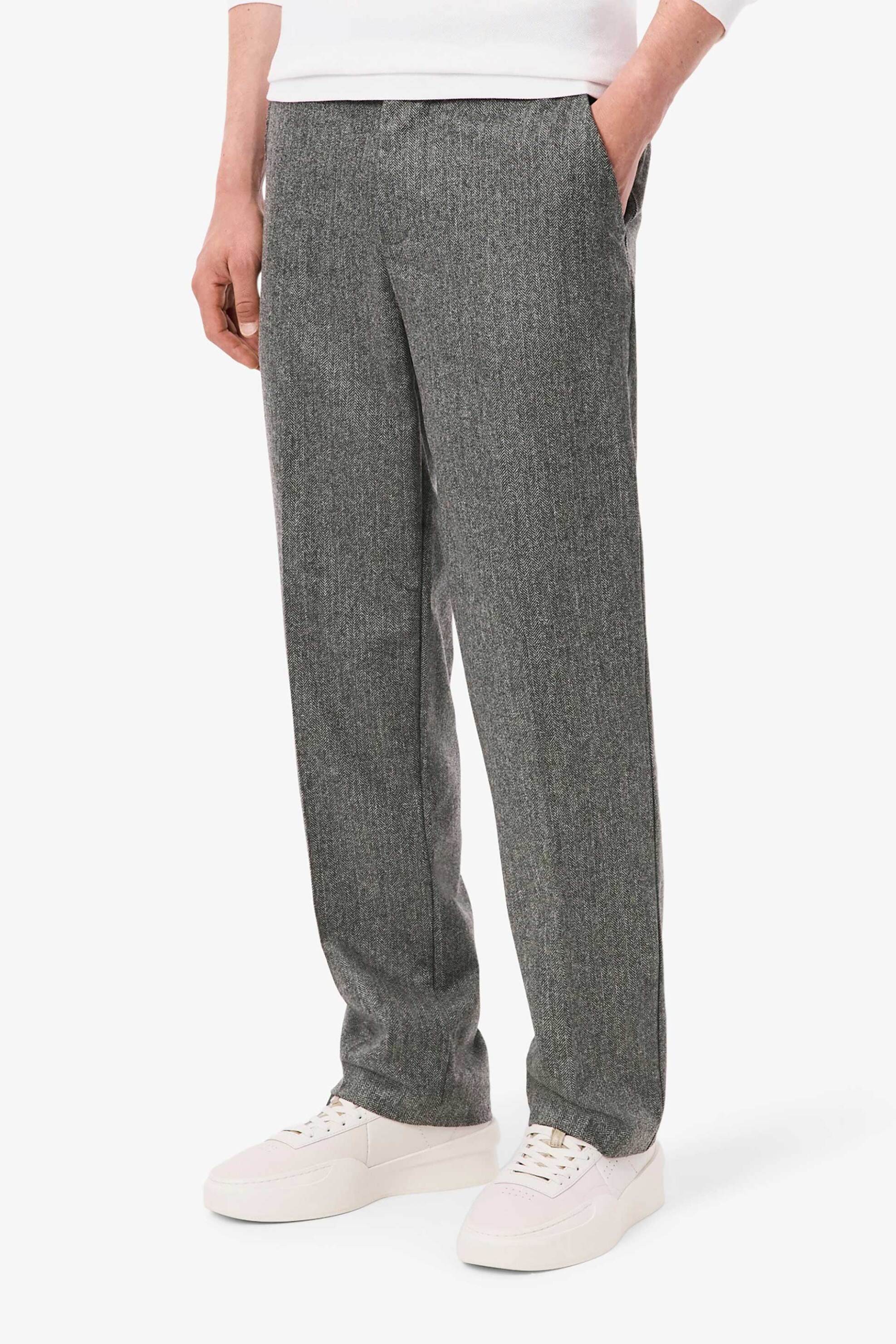 Lacoste ανδρικό μάλλινο παντελόνι ψαροκόκαλο Straight Fit - HH5728-00 Γκρι φωτογραφία