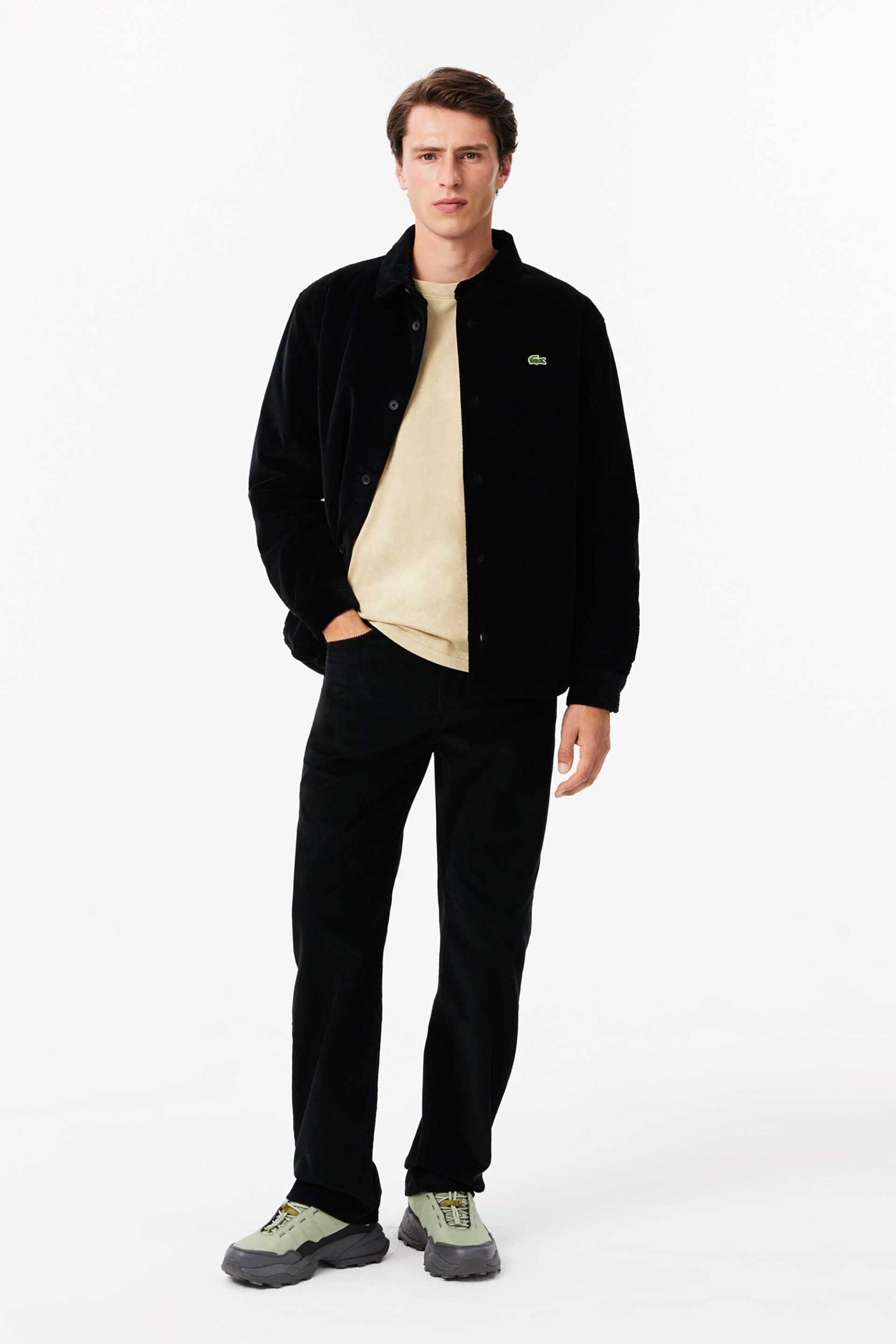 LACOSTE Lacoste ανδρικό κοτλέ παντελόνι πεντάτσεπο Straight Fit (34L) - HH6731-00 Μαύρο