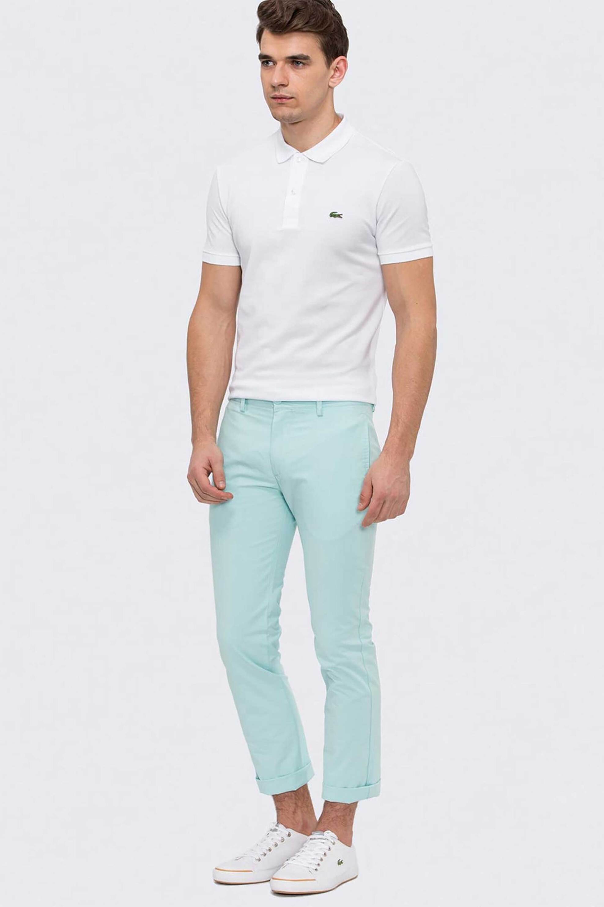 Lacoste ανδρικό παντελόνι chino μονόχρωμο Slim Fit - HH7398 Βεραμάν Ανοιχτό φωτογραφία