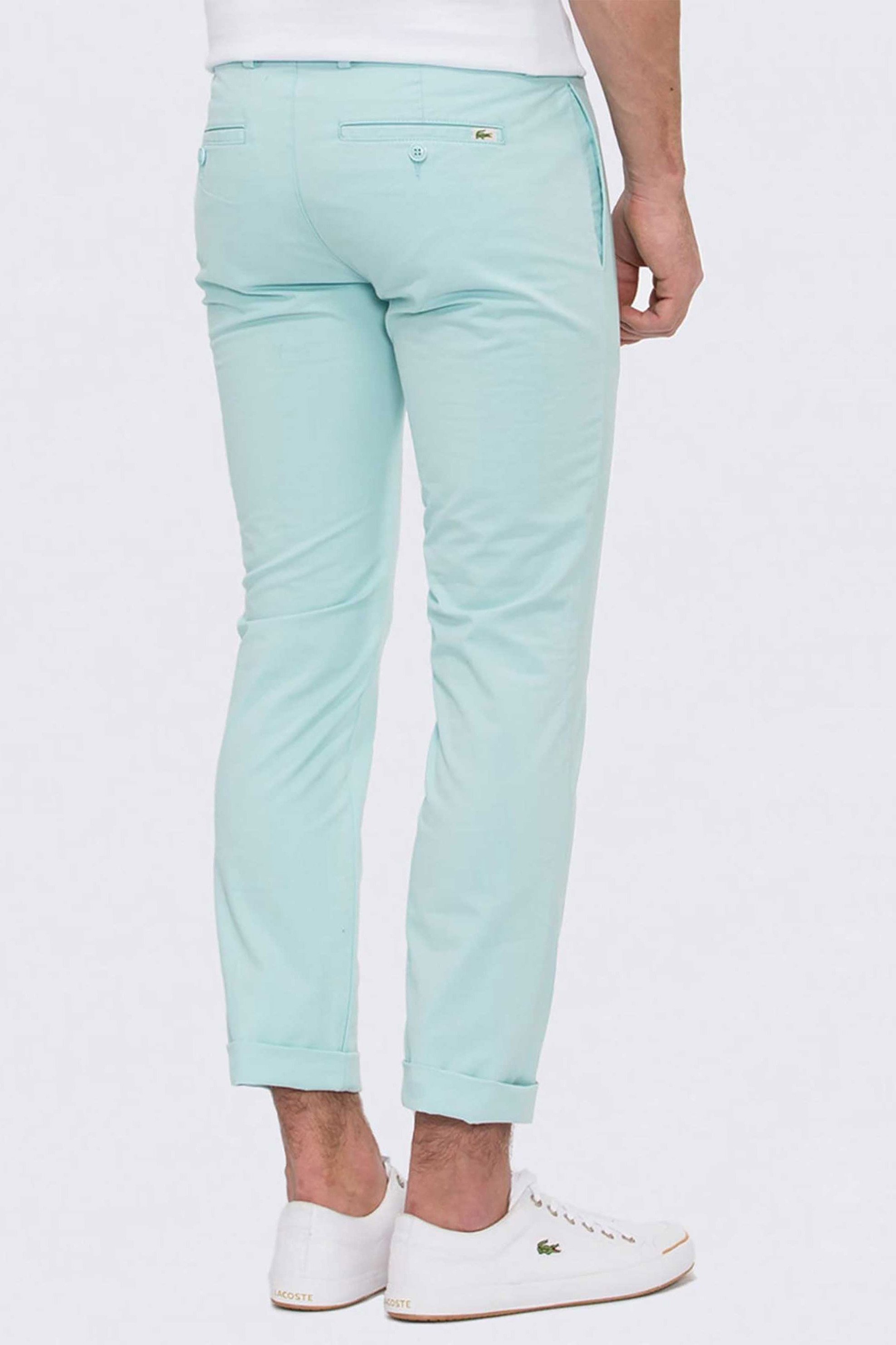 Lacoste Ανδρικό Παντελόνι Chino Μονόχρωμο Slim Fit - Hh7398 Βεραμάν Ανοιχτό