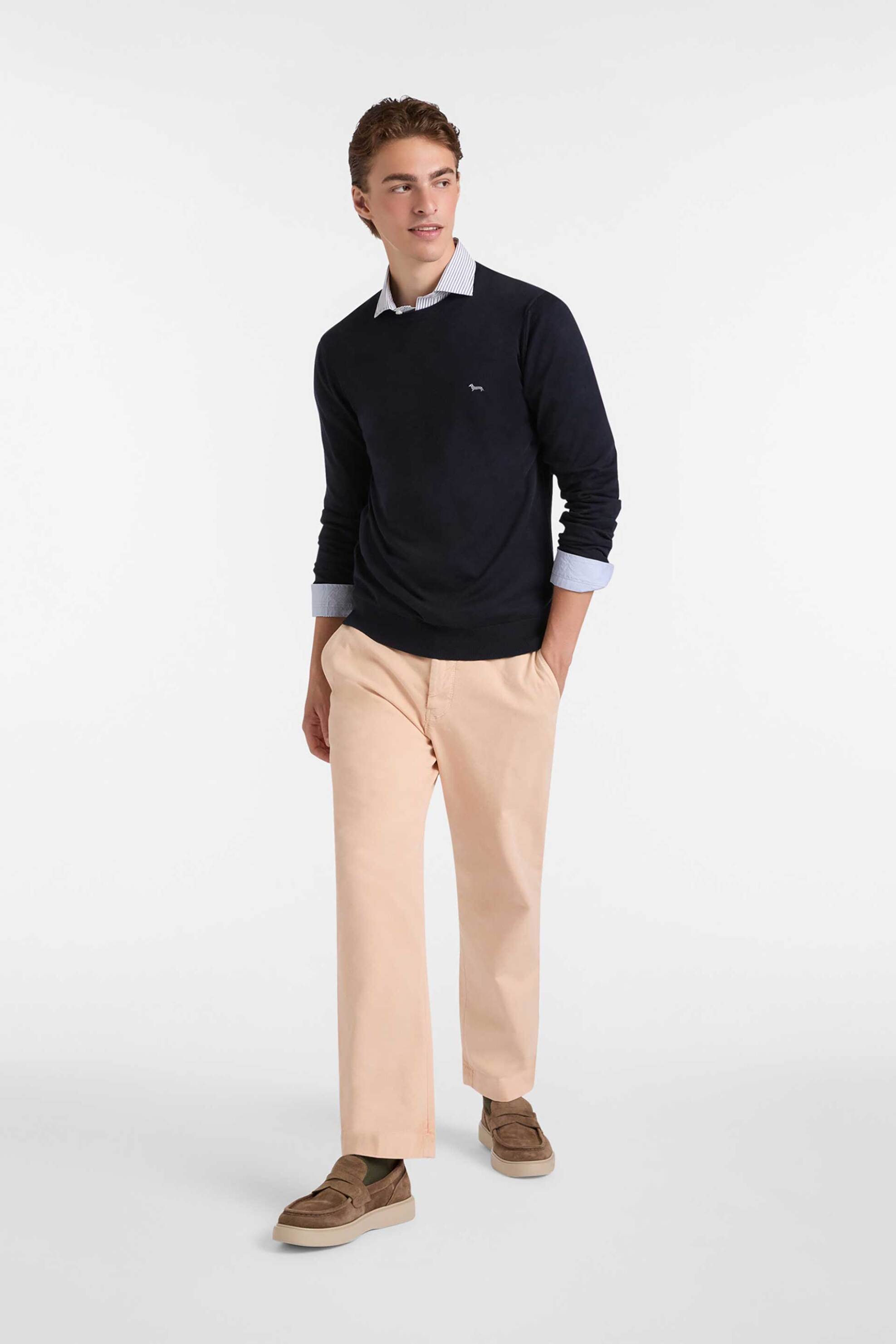 Harmont & Blaine ανδρικό πουλόβερ με κασμίρι και κεντημένο λογότυπο Regular Fit - HR1249N30744 Μπλε Σκούρο φωτογραφία