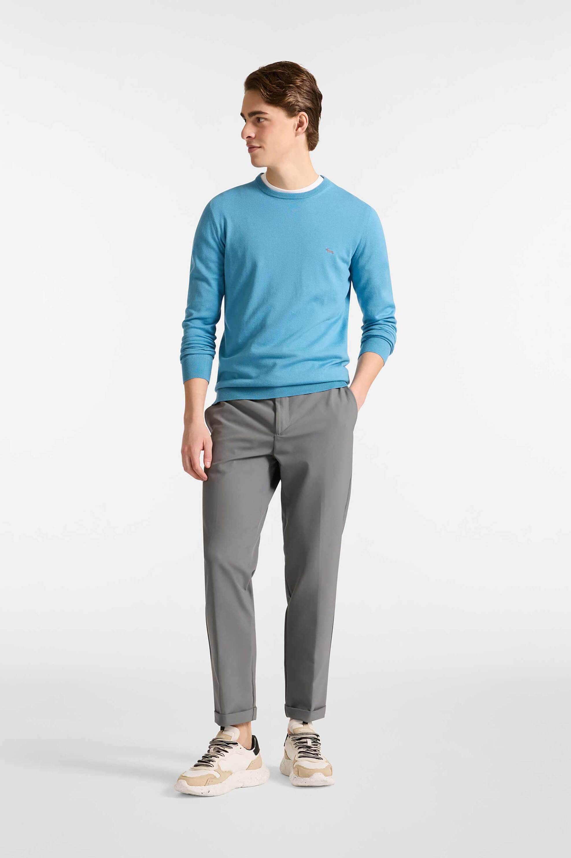 Harmont & Blaine ανδρικό πουλόβερ με κασμίρι και κεντημένο λογότυπο Regular Fit - HRP249030744 Μπλε Ανοιχτό φωτογραφία