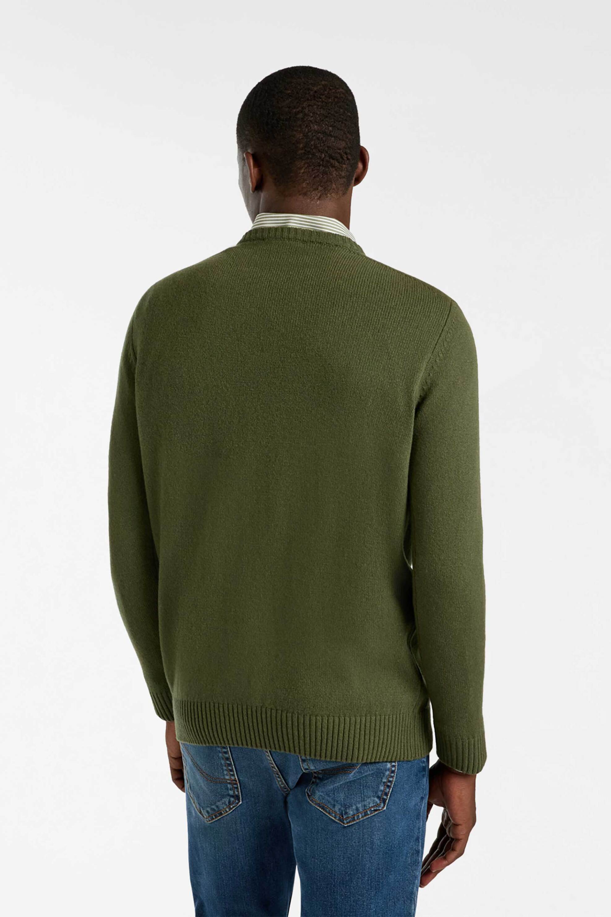 Harmont & Blaine ανδρικό μάλλινο πουλόβερ με κασμίρι και κεντημένο λογότυπο Regular Fit - HRP396030703 Χακί φωτογραφία