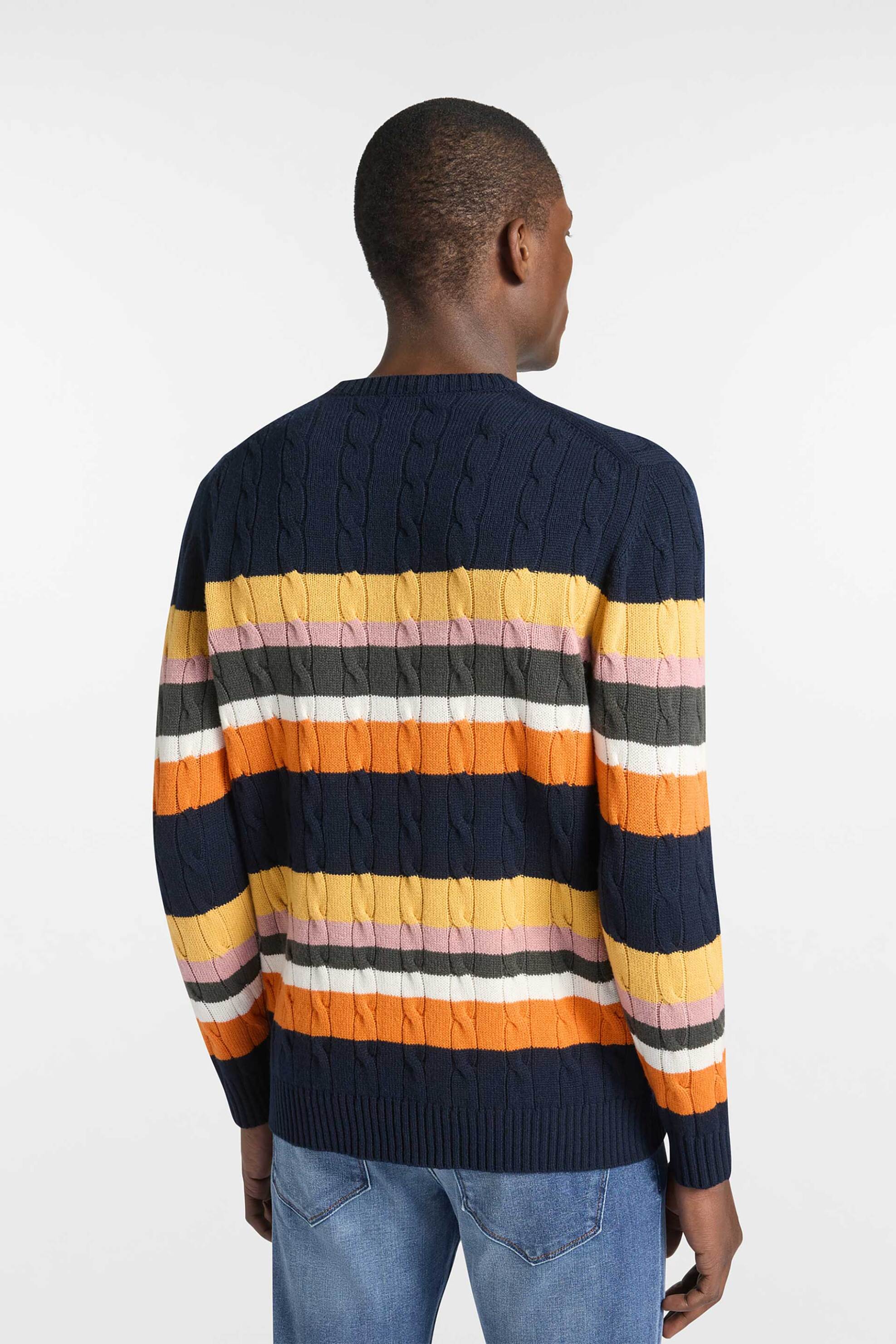 Harmont & Blaine ανδρικό μάλλινο πουλόβερ με κασμίρι, cable knit pattern και κεντημένο λογότυπο Regular Fit - HRP818030281 Μπλε Σκούρο φωτογραφία