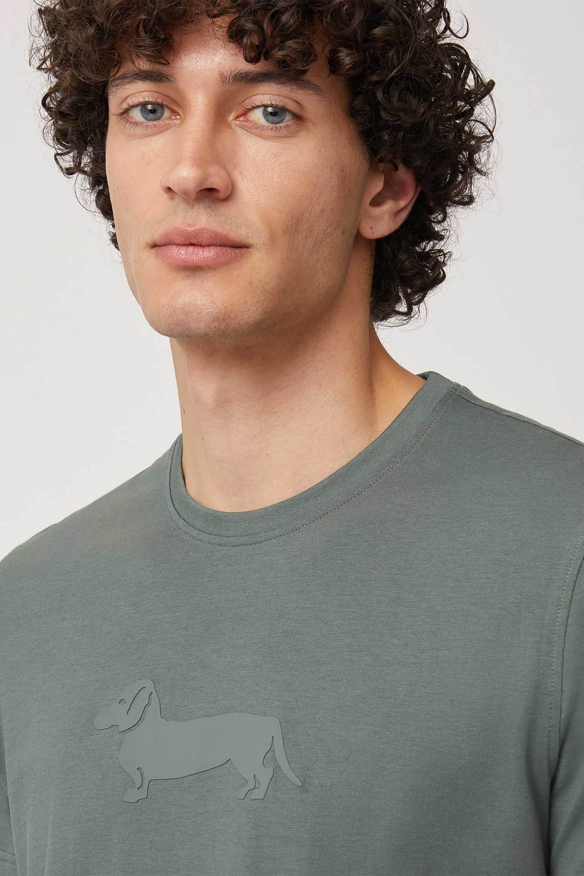Harmont & Blaine ανδρικό T-shirt με logo print Narrow Fit - IRM003021055S Λαδί φωτογραφία