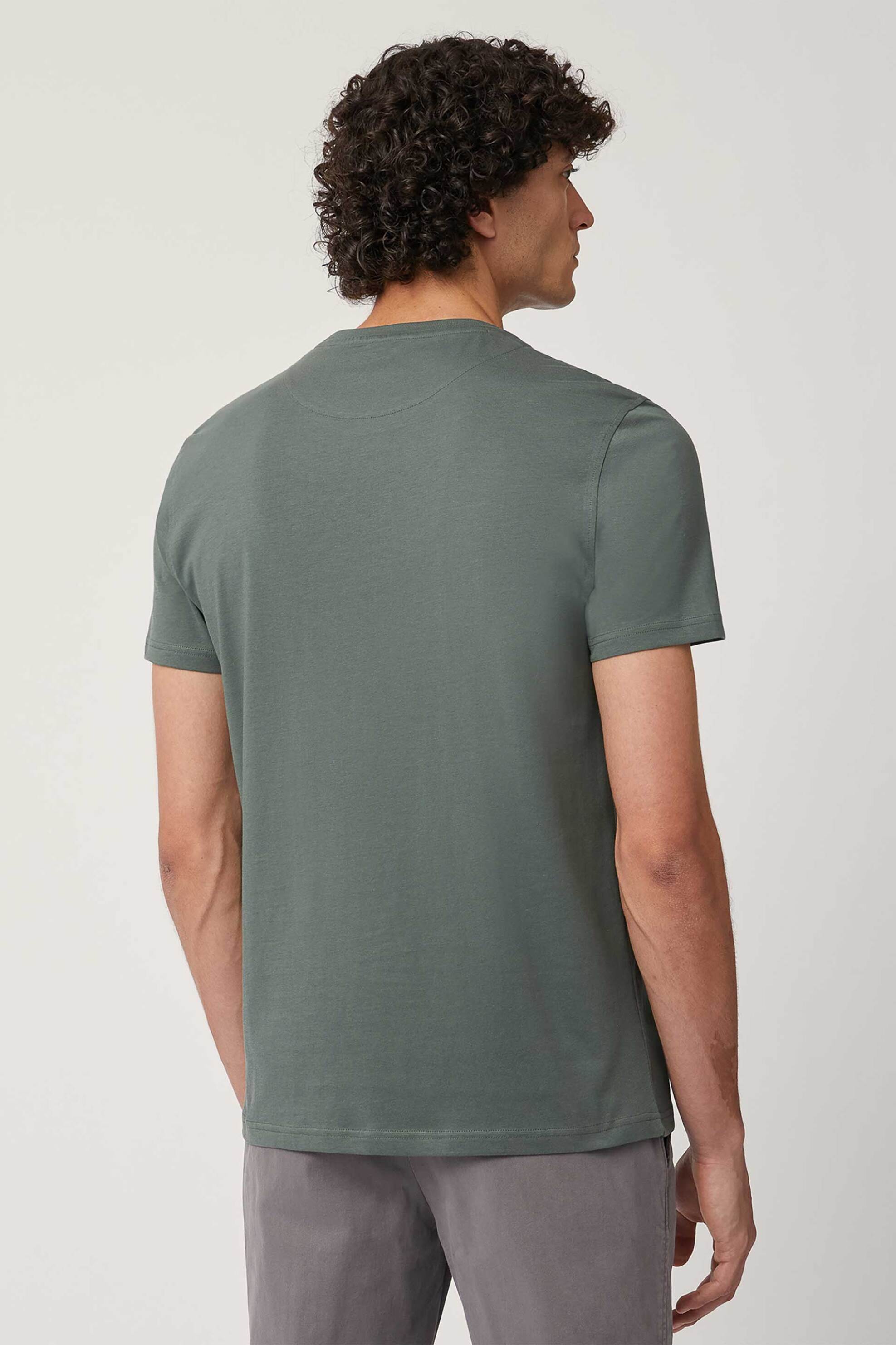 Harmont Blaine Ανδρικό T-Shirt με Logo Print Narrow Fit - Irm003021055S Λαδί