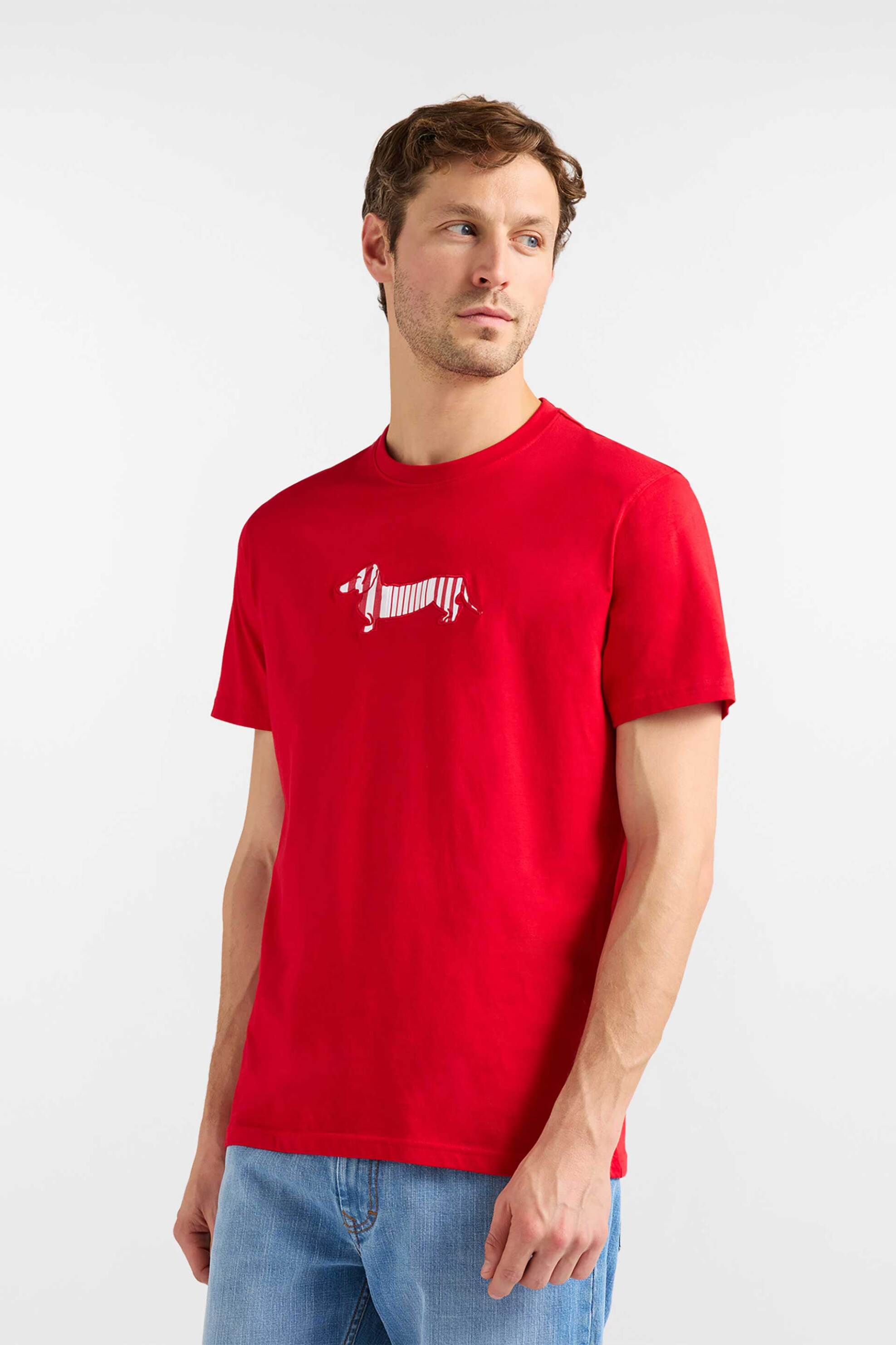 Harmont & Blaine ανδρικό T-shirt με κεντημένο λογότυπο Regular Fit - IRQ403021055R Κόκκινο