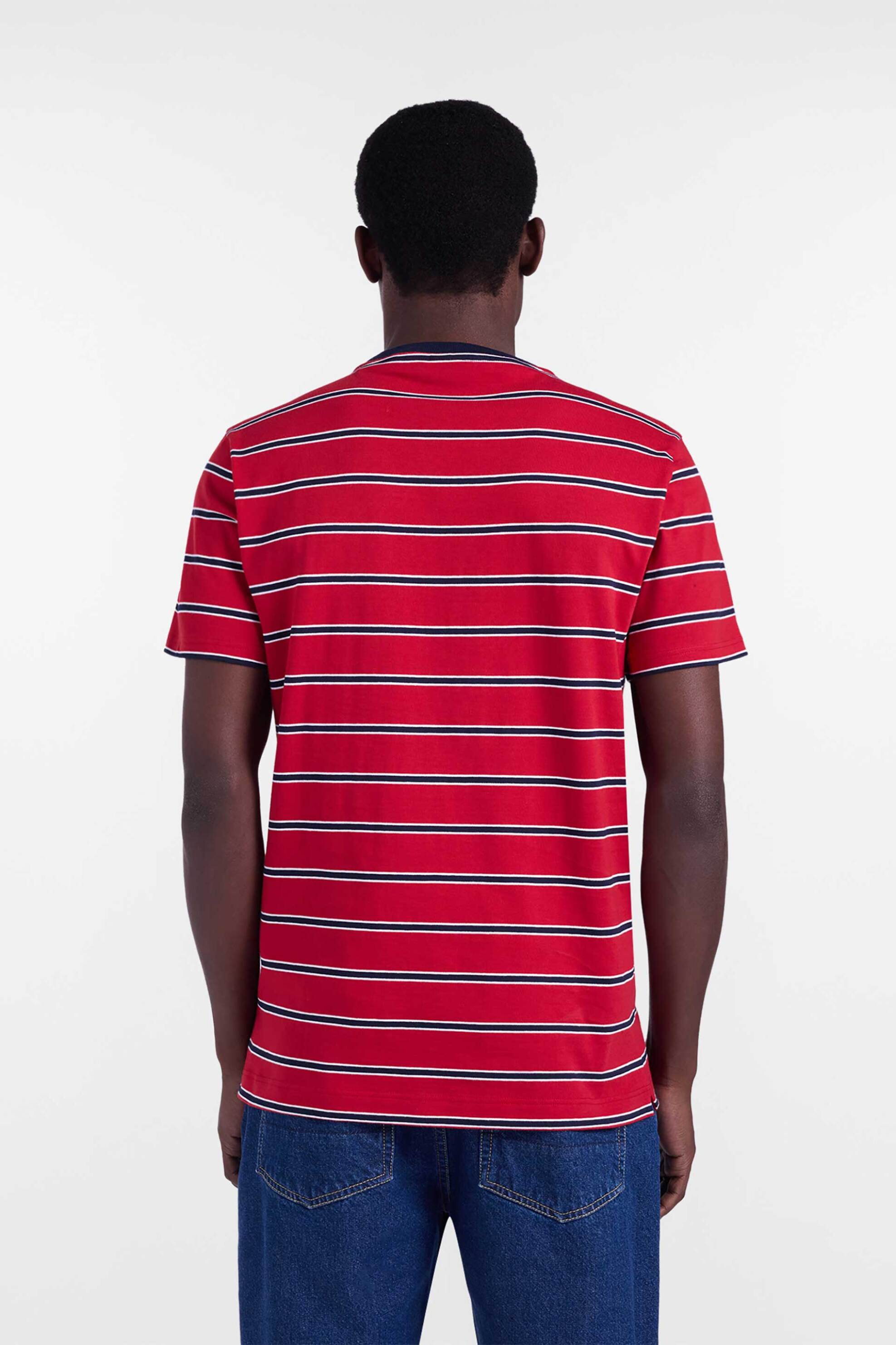 Harmont Blaine Ανδρικό T-Shirt με Ριγέ Σχέδιο Και Κεντημένο Λογότυπο Regular Fit - Irq408021912 Κόκκινο