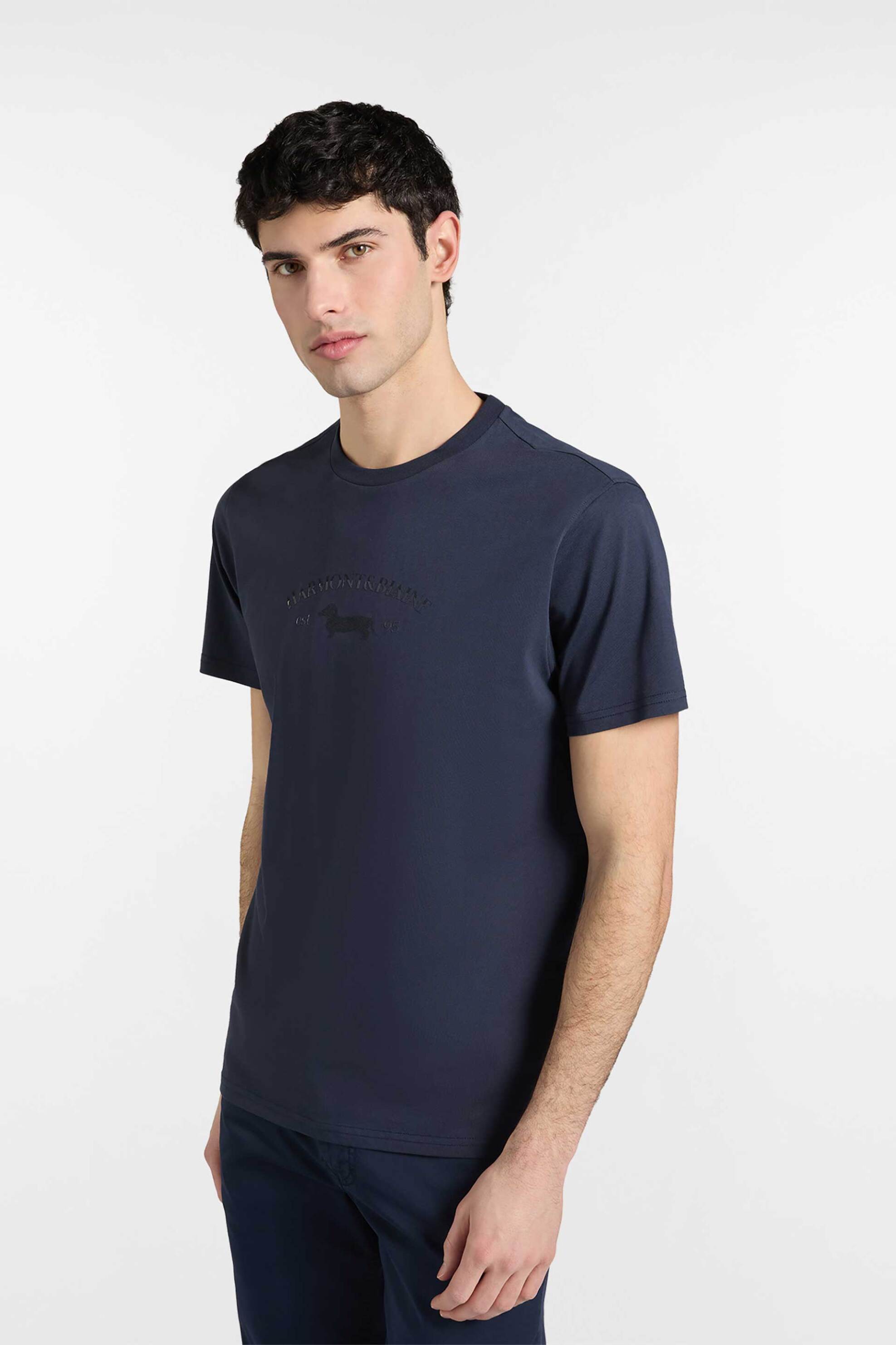 Harmont & Blaine ανδρικό T-shirt με vintage logo Regular Fit - IRQ412021824 Μπλε Σκούρο