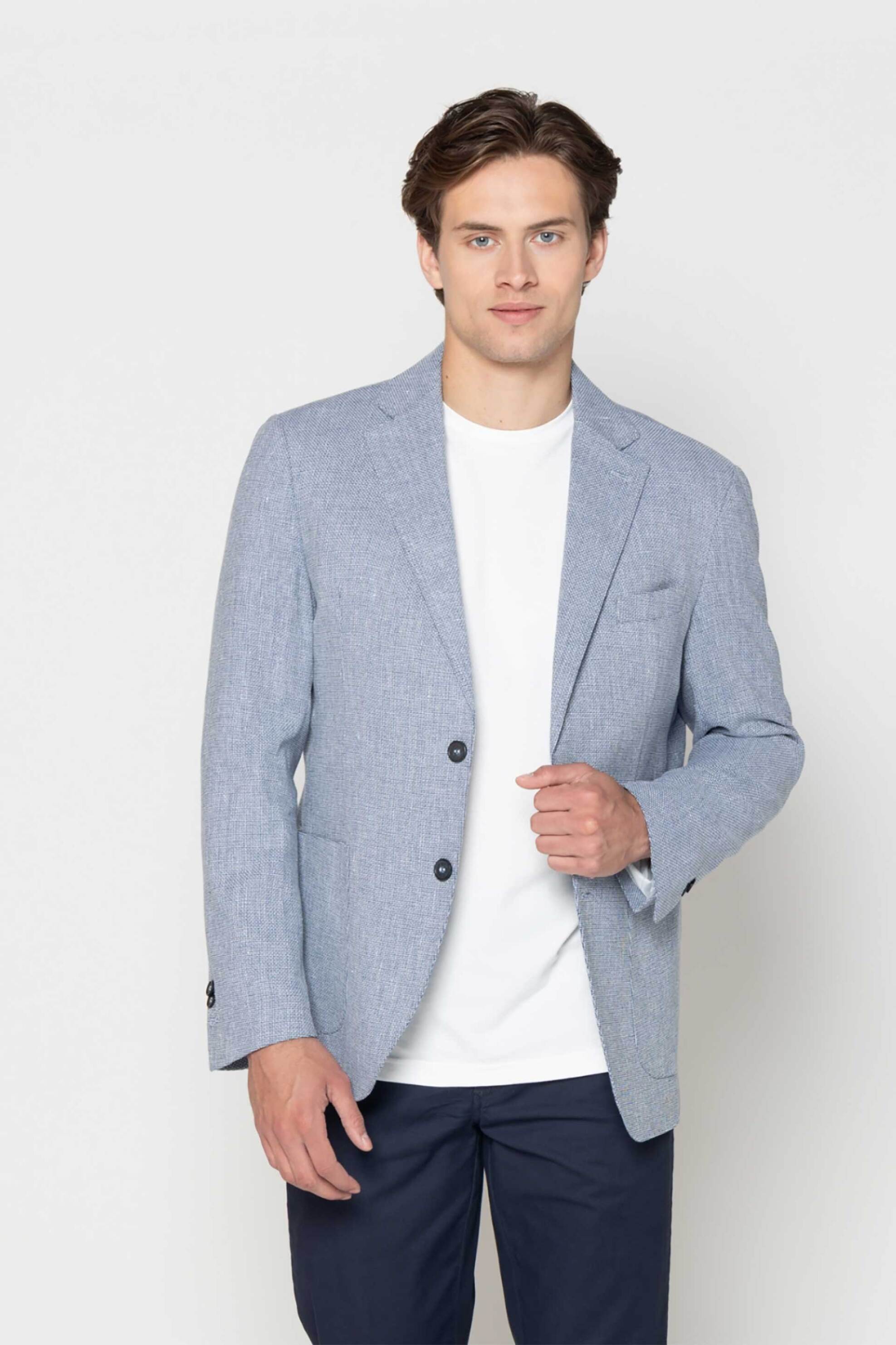 The Bostonians ανδρικό σακάκι Regular Fit "Dobby" - J00670 Μπλε Ανοιχτό