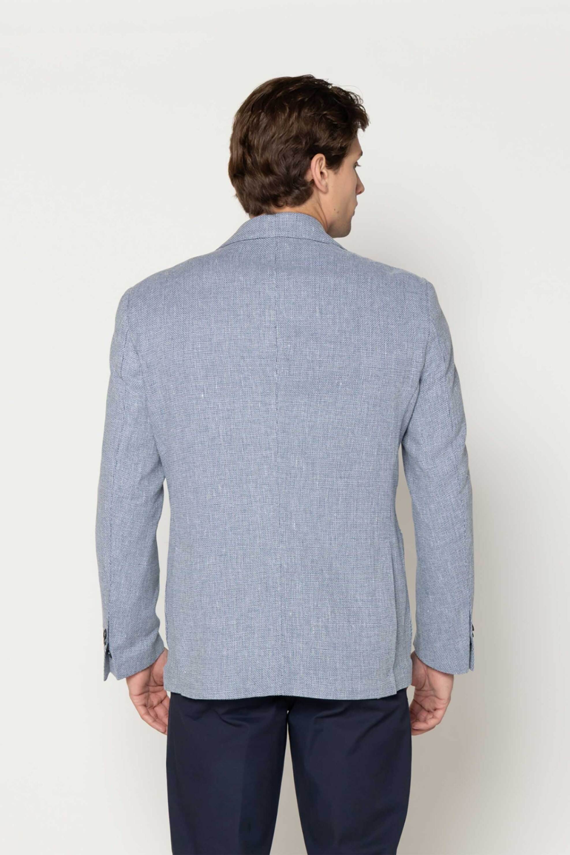 The Bostonians Ανδρικό Σακάκι Regular Fit Dobby - J00670 Μπλε Ανοιχτό