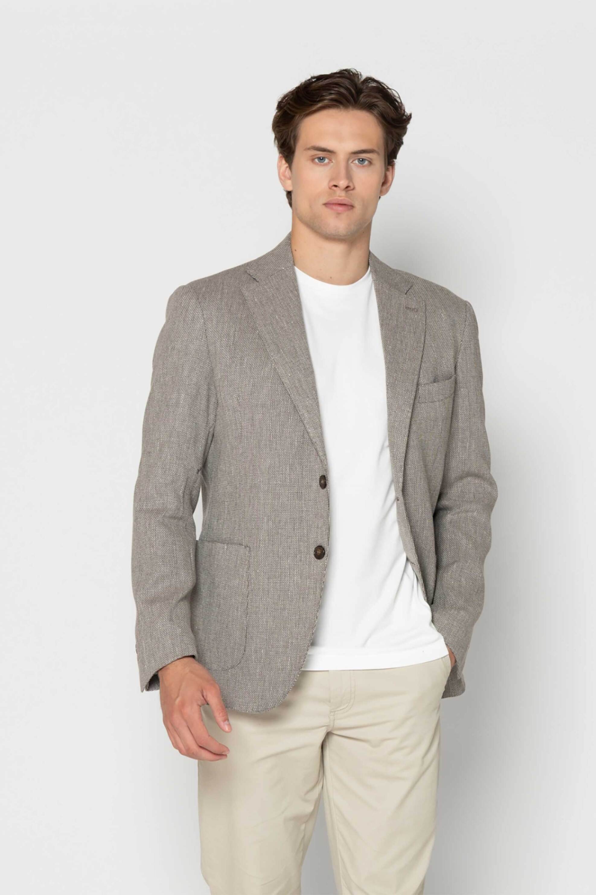 The Bostonians ανδρικό σακάκι Regular Fit "Dobby" - J00670 Μπεζ
