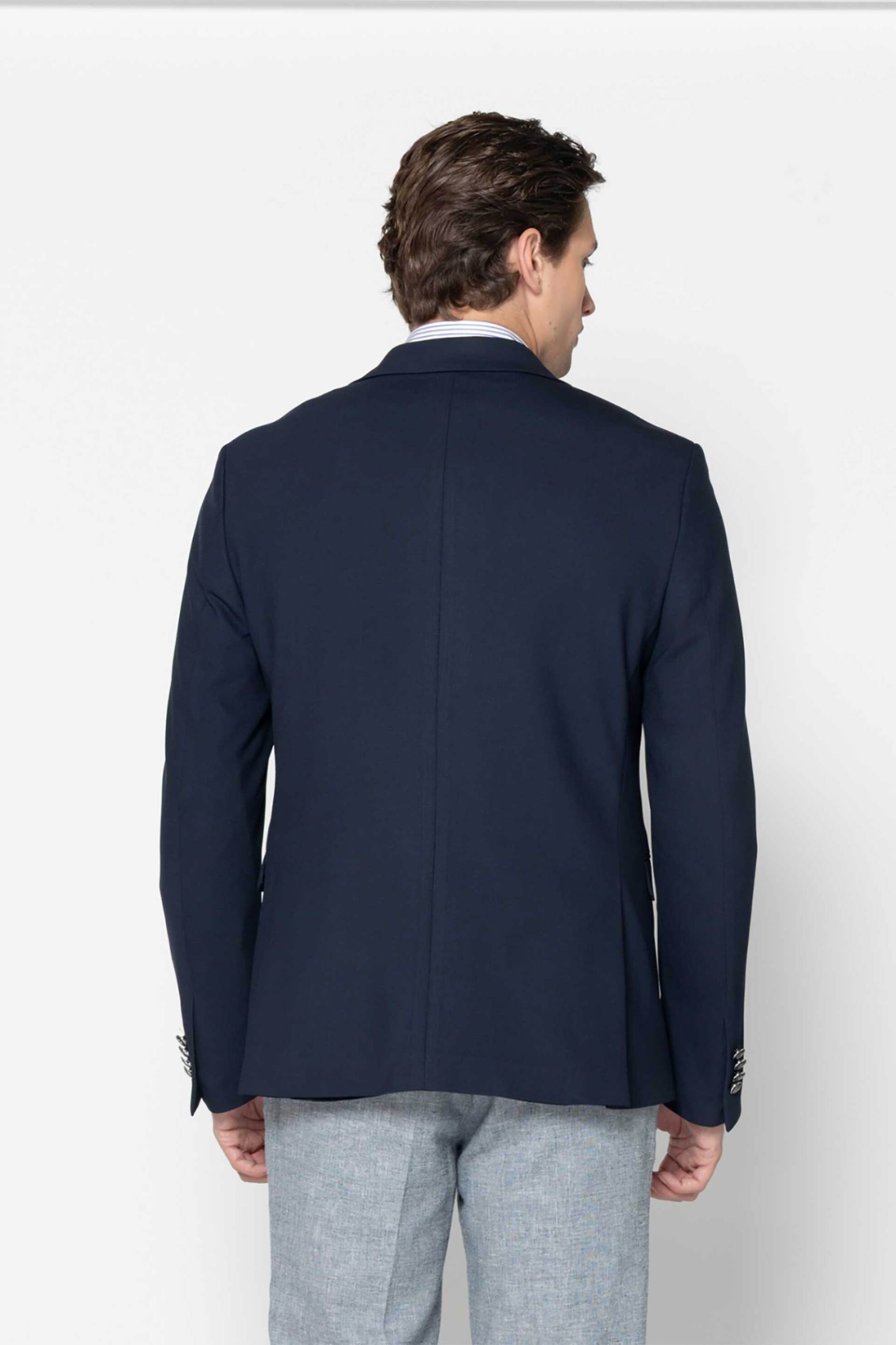 The Bostonians Ανδρικό Σακάκι Regular Fit Dobby - J103162 Μπλε Marine