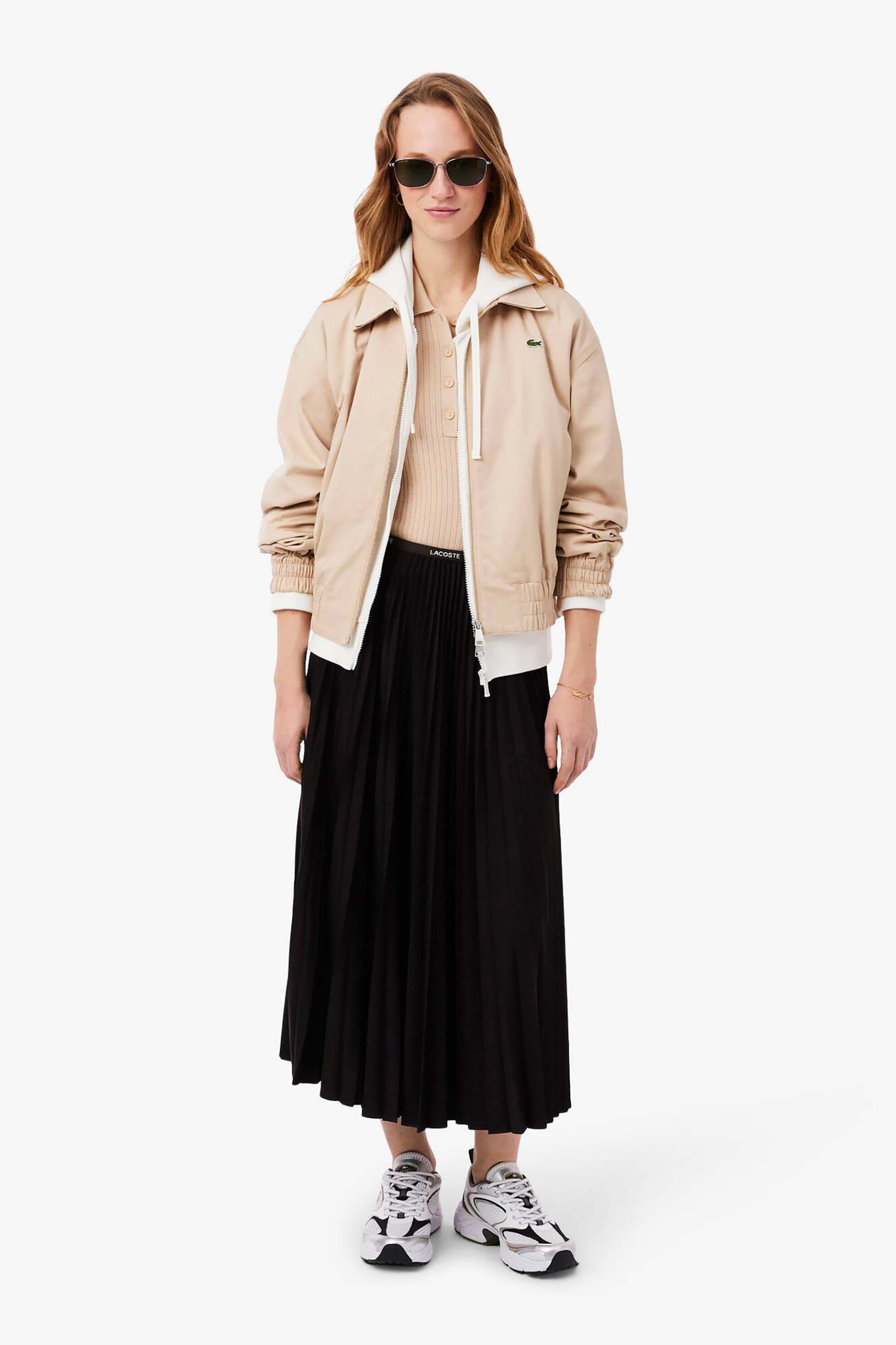 LACOSTE Lacoste γυναικεία midi φούστα πλισέ με ελαστική μέση και logo tape - JF1402-00 Καφέ Σκούρο - 3