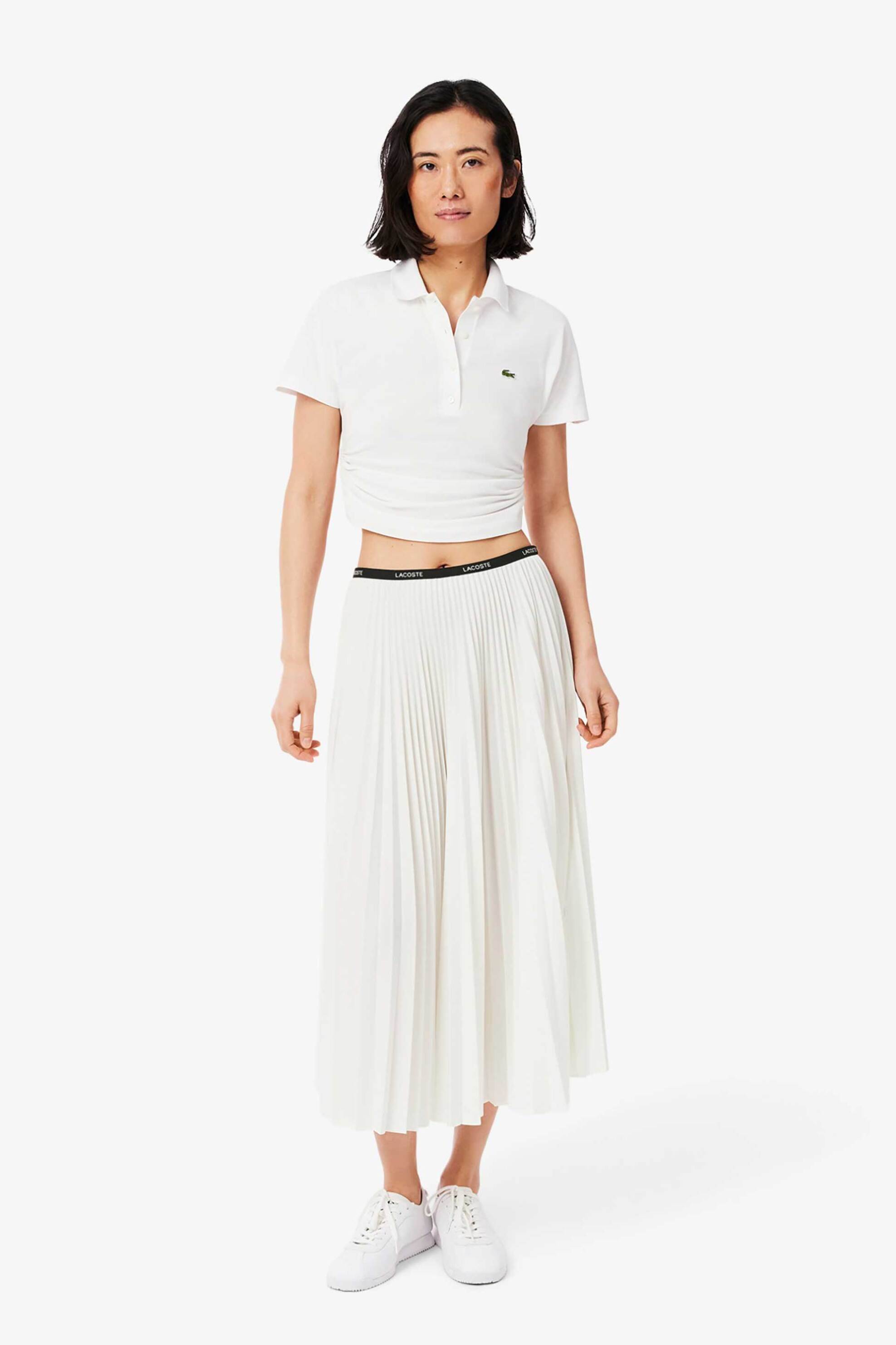 LACOSTE Lacoste γυναικεία midi φούστα πλισέ με ελαστική μέση - JF1402-00 Λευκό