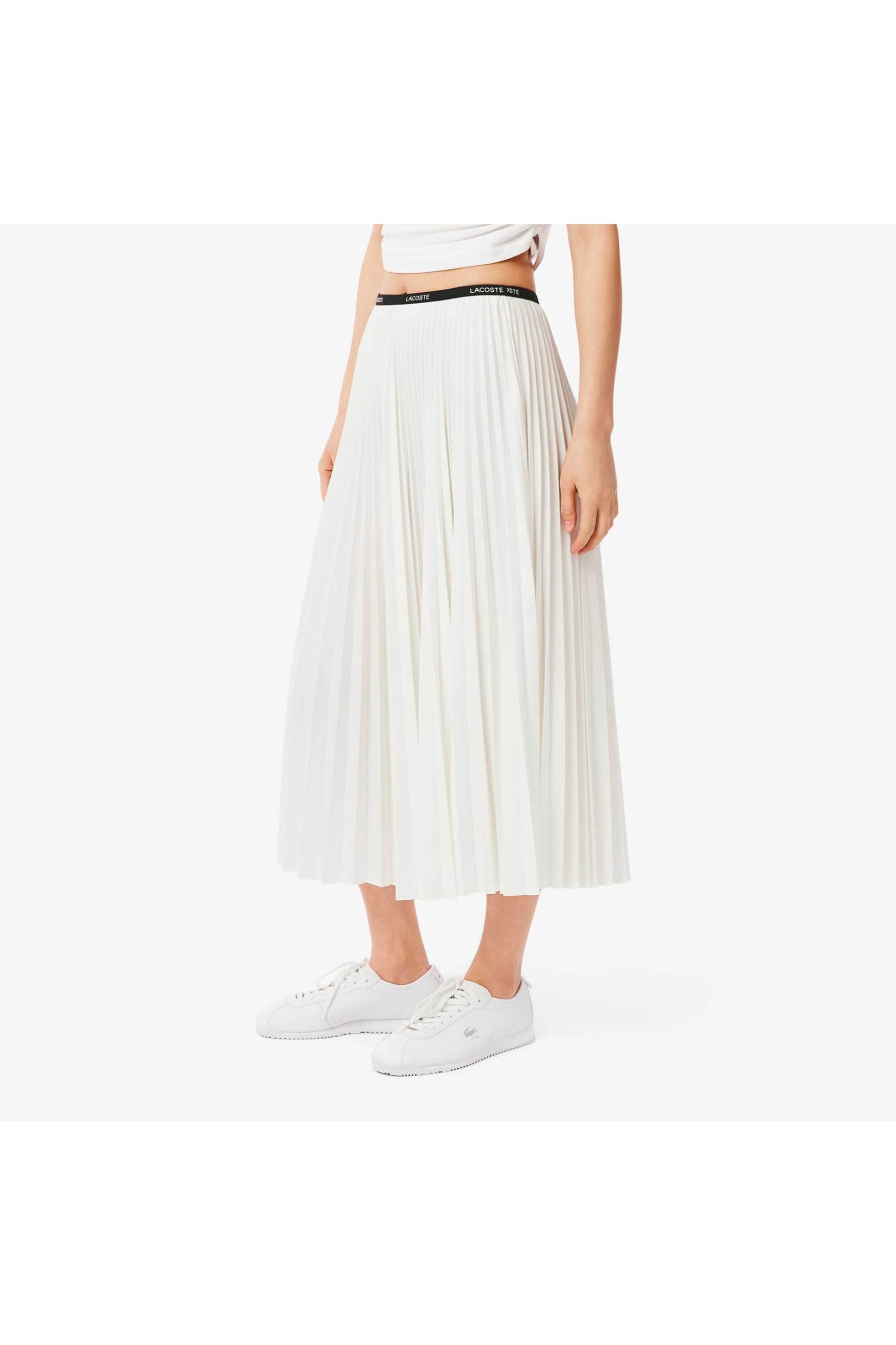 Lacoste γυναικεία midi φούστα πλισέ με ελαστική μέση - JF1402-00 Λευκό φωτογραφία
