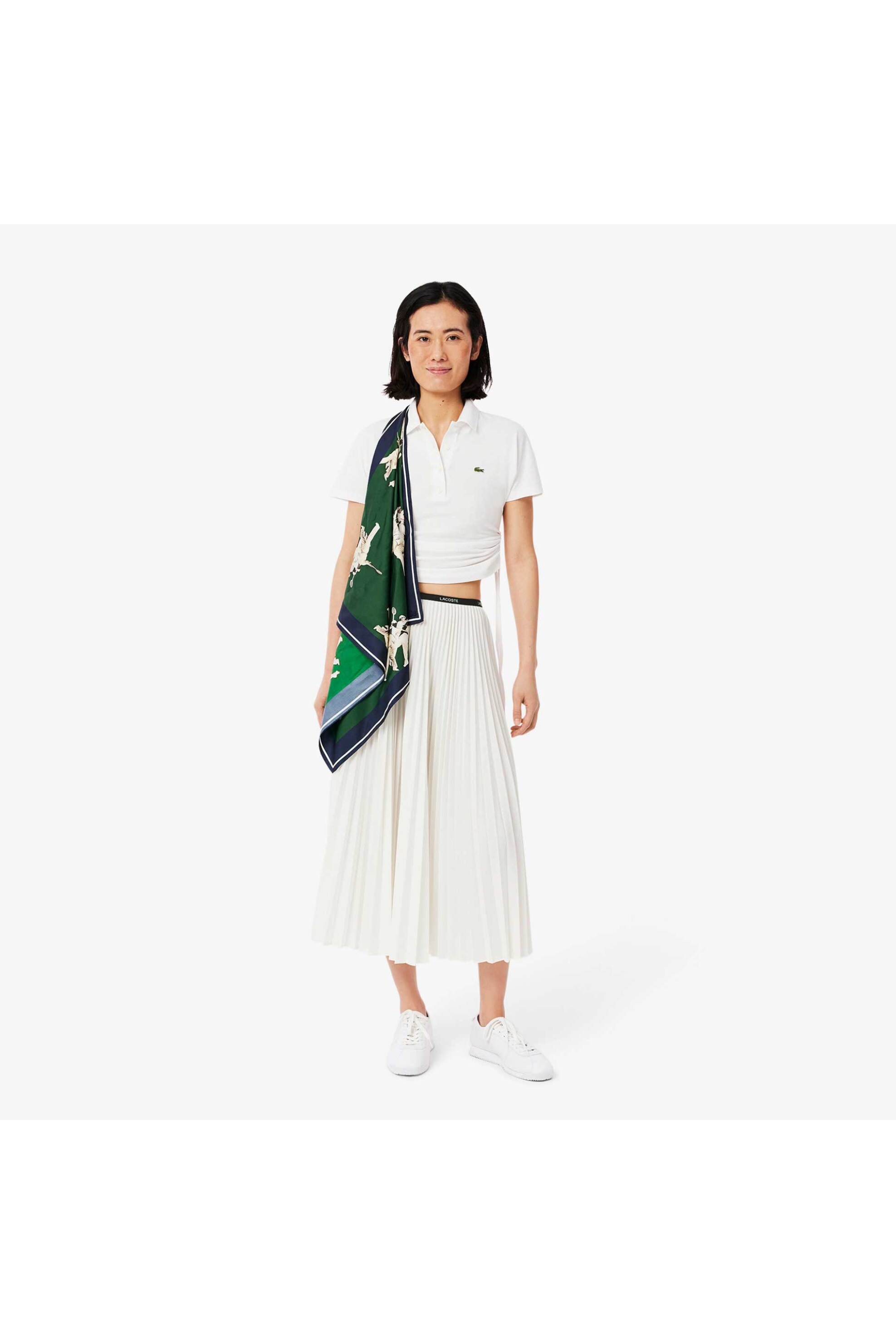 Lacoste γυναικεία midi φούστα πλισέ με ελαστική μέση - JF1402-00 Λευκό φωτογραφία