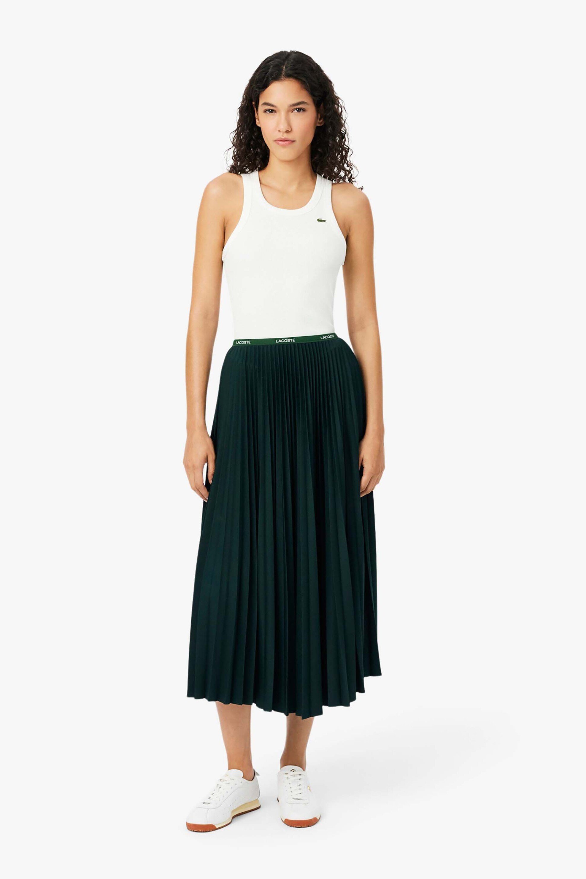 LACOSTE Lacoste γυναικεία midi φούστα πλισέ με ελαστική μέση και logo tape - JF1402-00 Κυπαρισσί