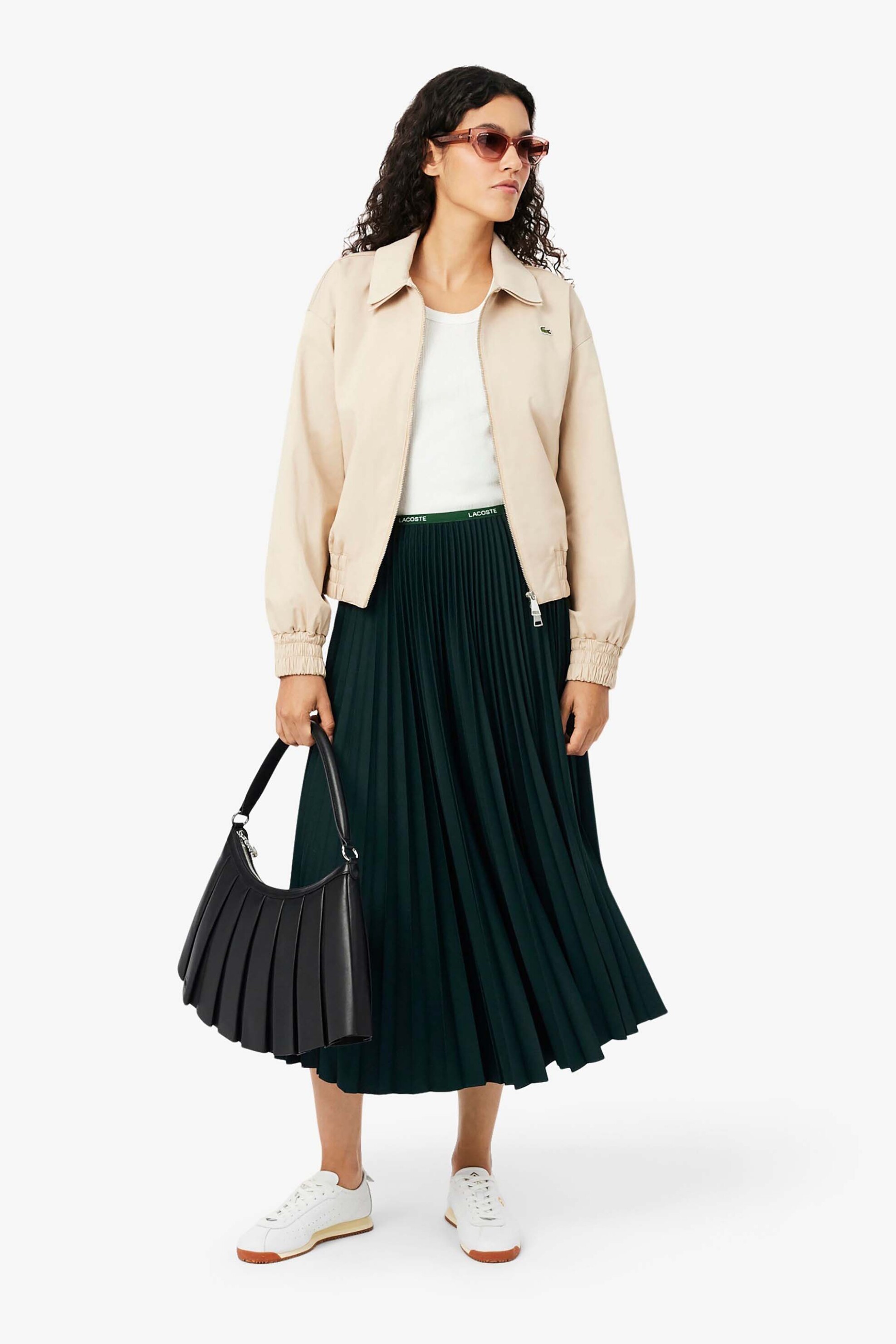 LACOSTE Lacoste γυναικεία midi φούστα πλισέ με ελαστική μέση και logo tape - JF1402-00 Κυπαρισσί - 3